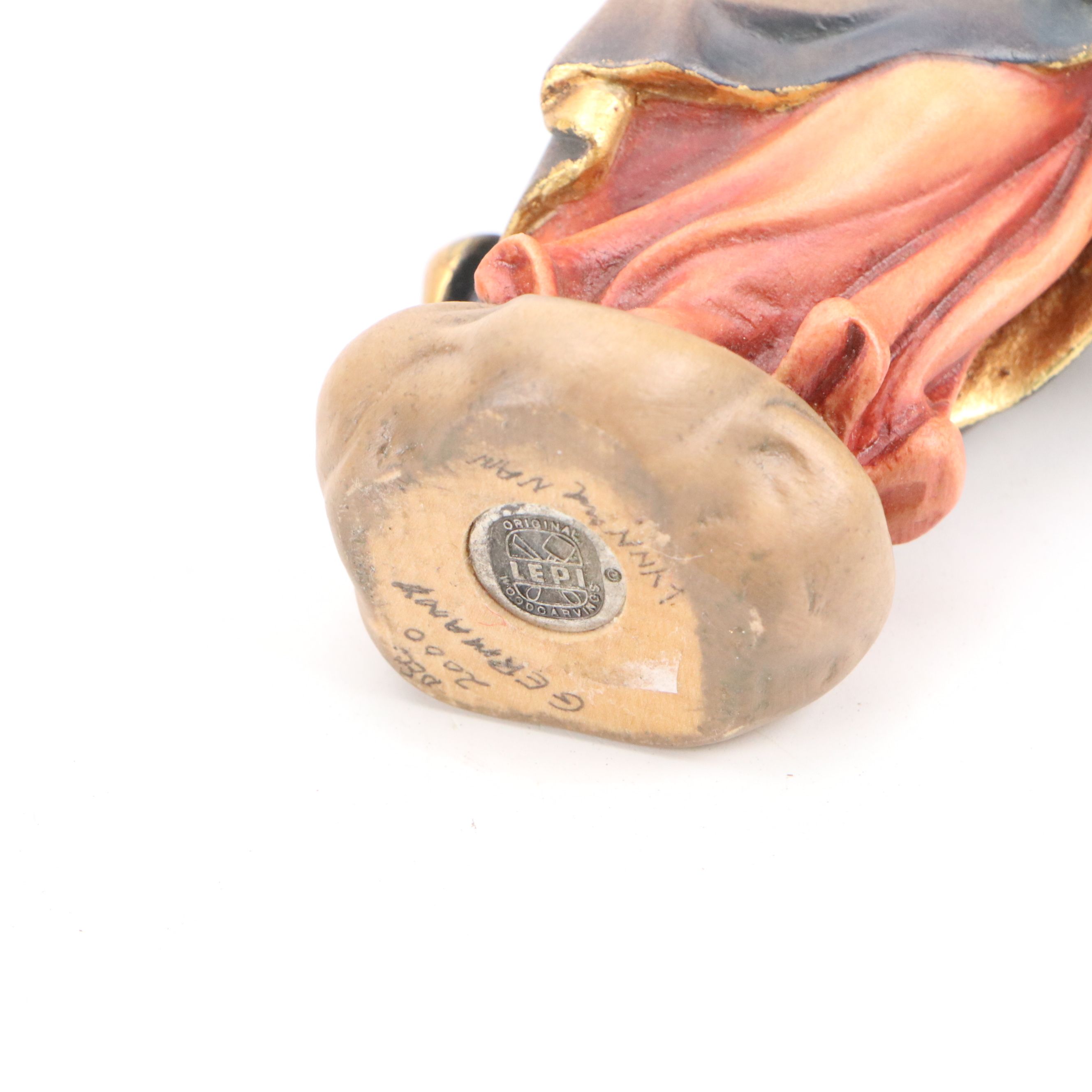 German and Italian Carved Wood Angels with Mary and Child and Woman with Amphora