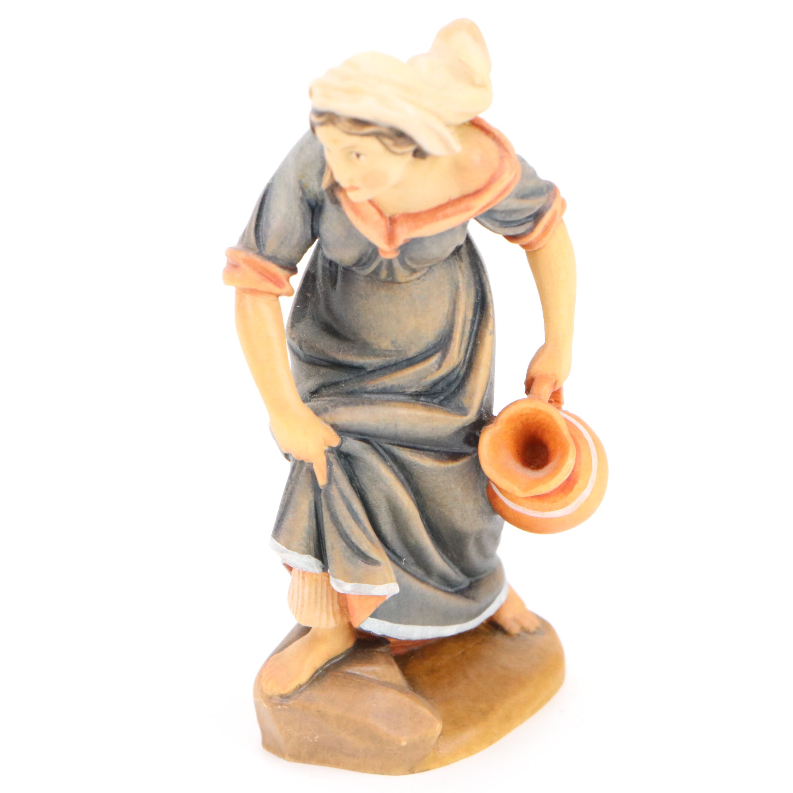 German and Italian Carved Wood Angels with Mary and Child and Woman with Amphora