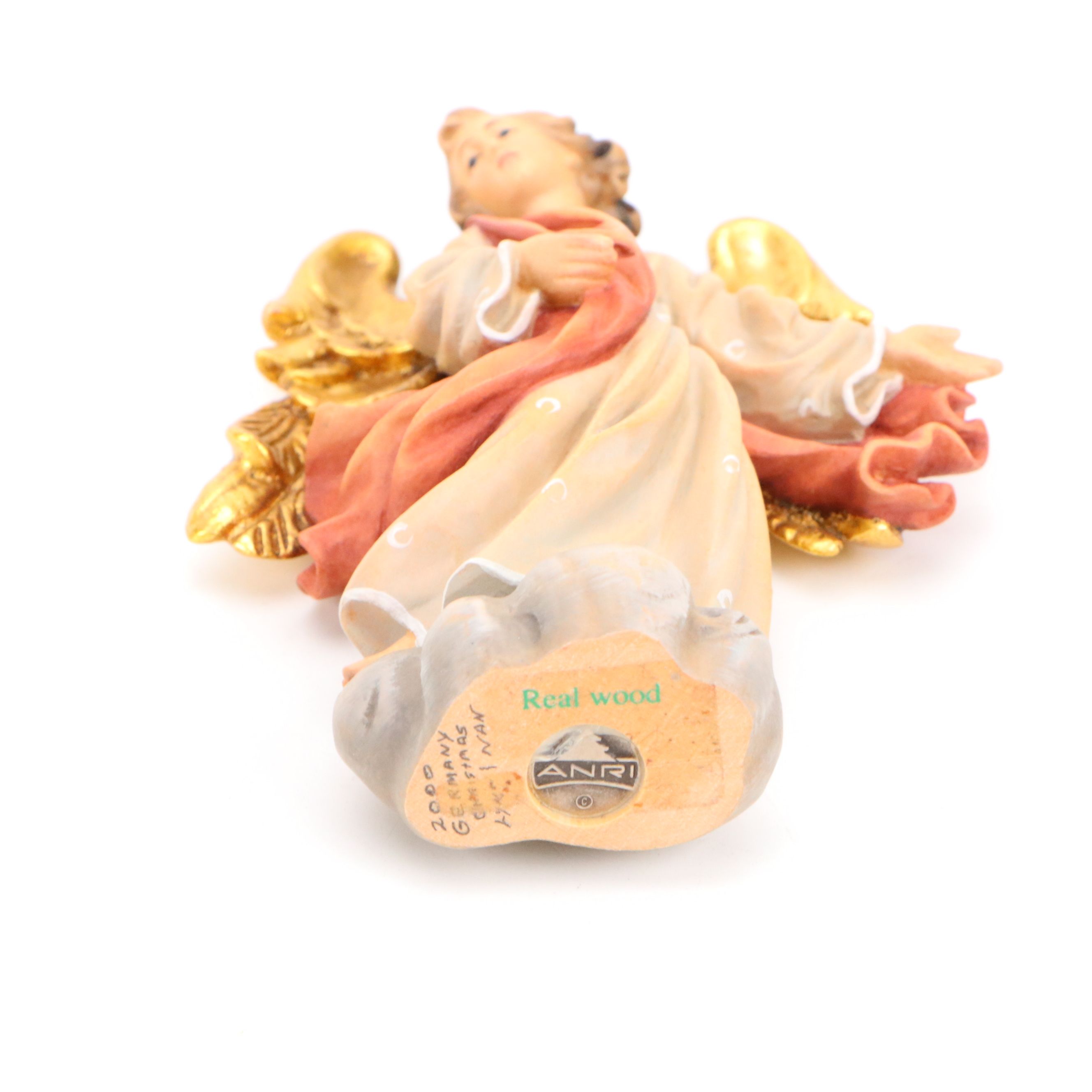 German and Italian Carved Wood Angels with Mary and Child and Woman with Amphora