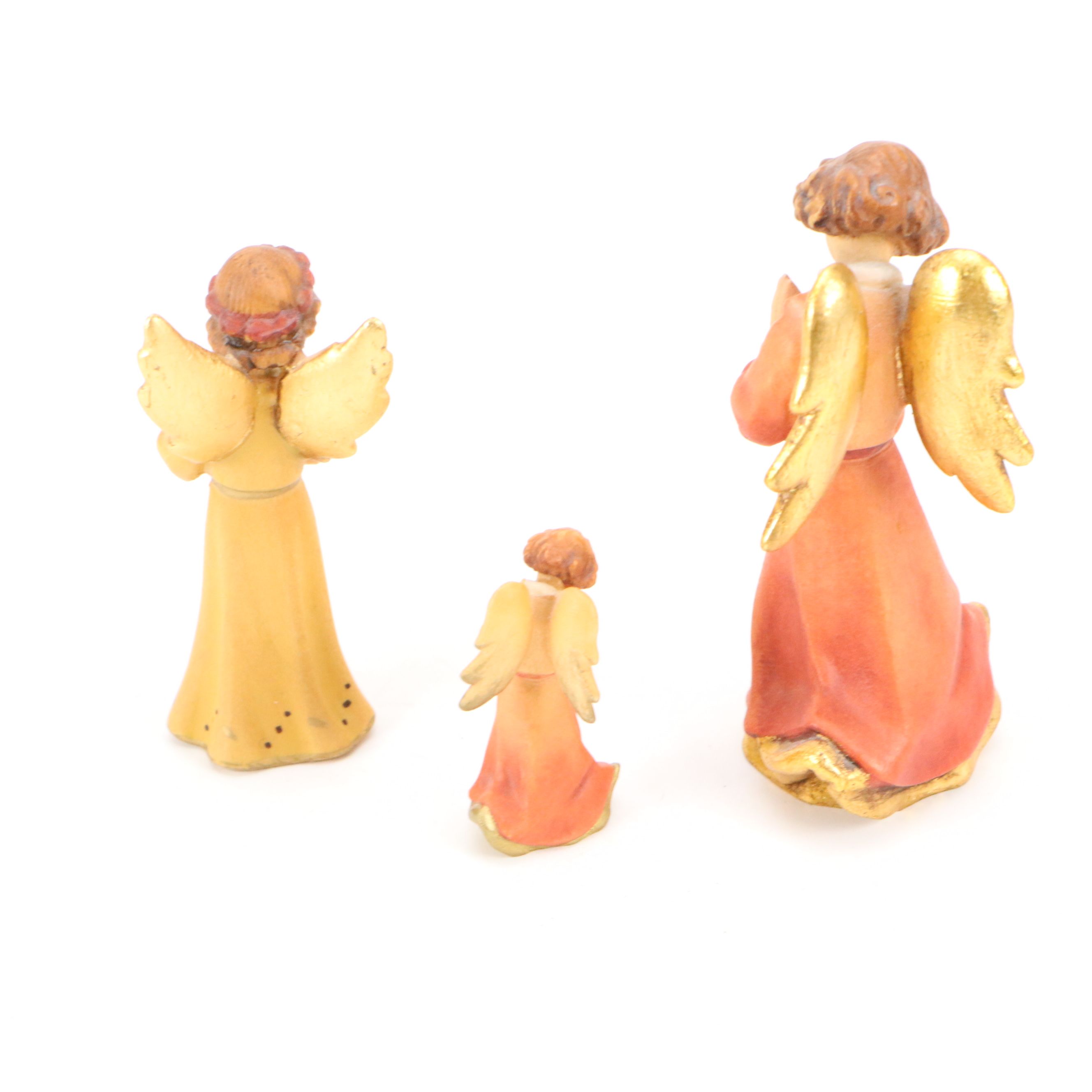 German and Italian Carved Wood Angels with Mary and Child and Woman with Amphora