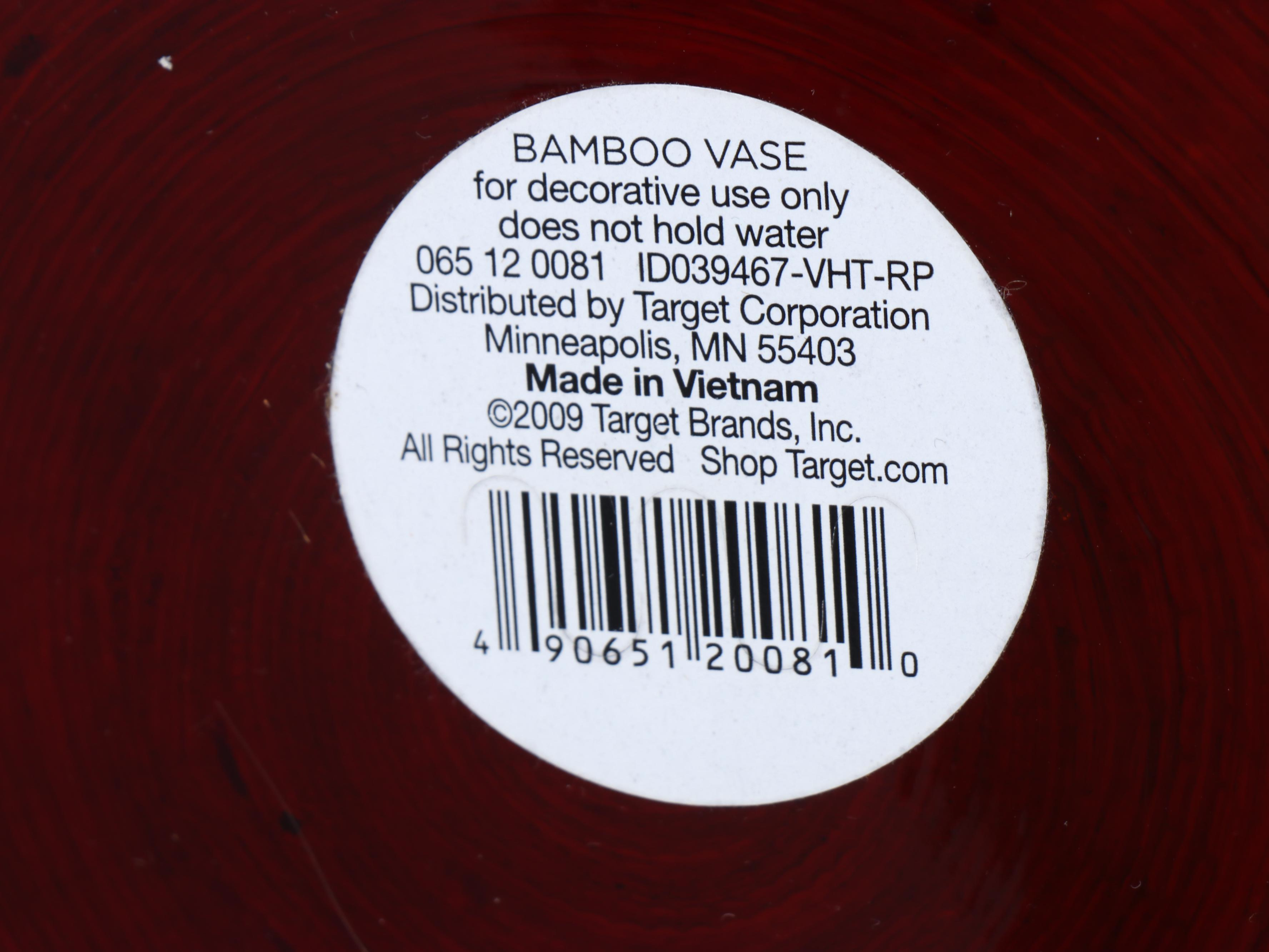 Artificial Berry Plant with Red Bamboo Floor Vases