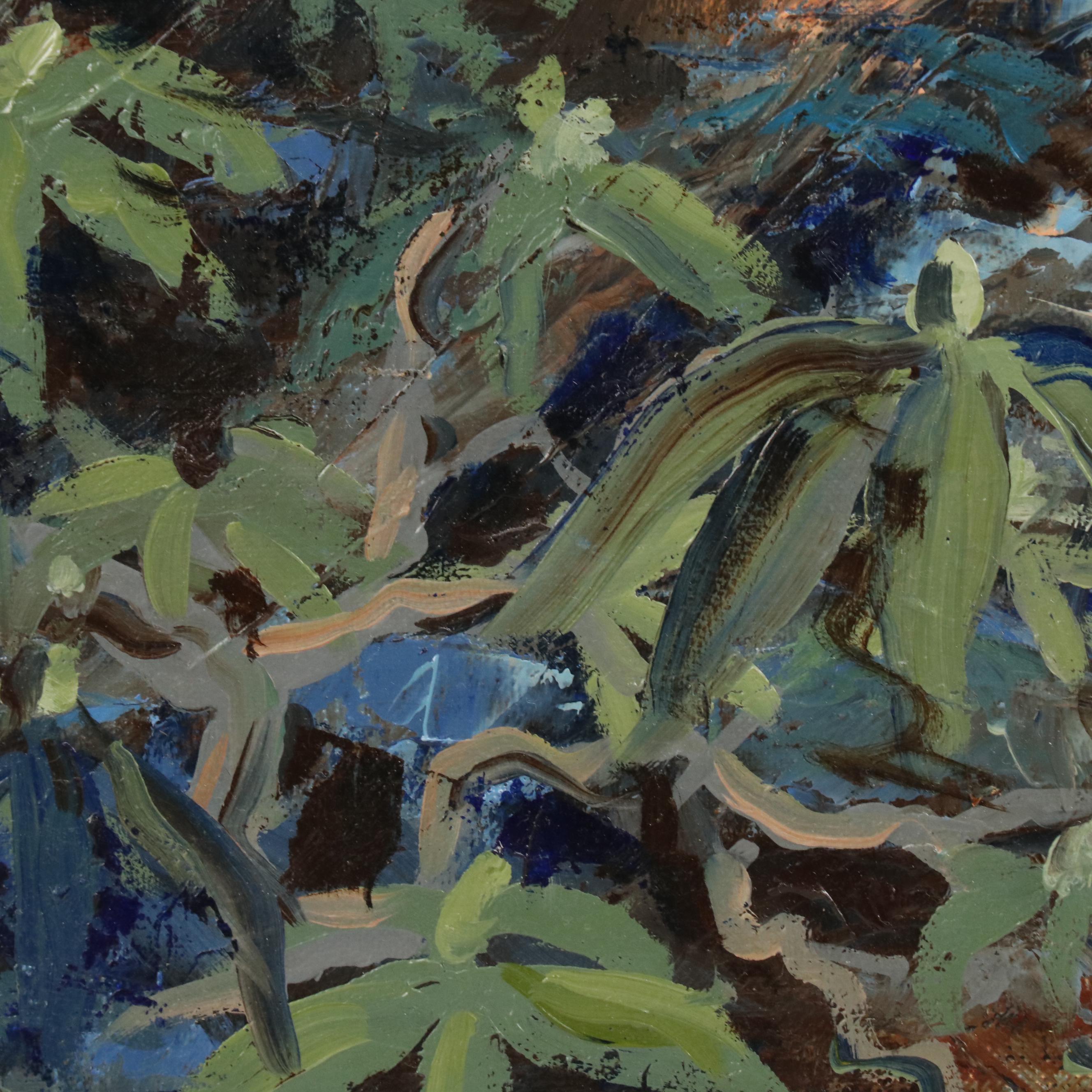 Al Cornett Forestscape Impasto Oil Painting of Fallen Tree, 1997