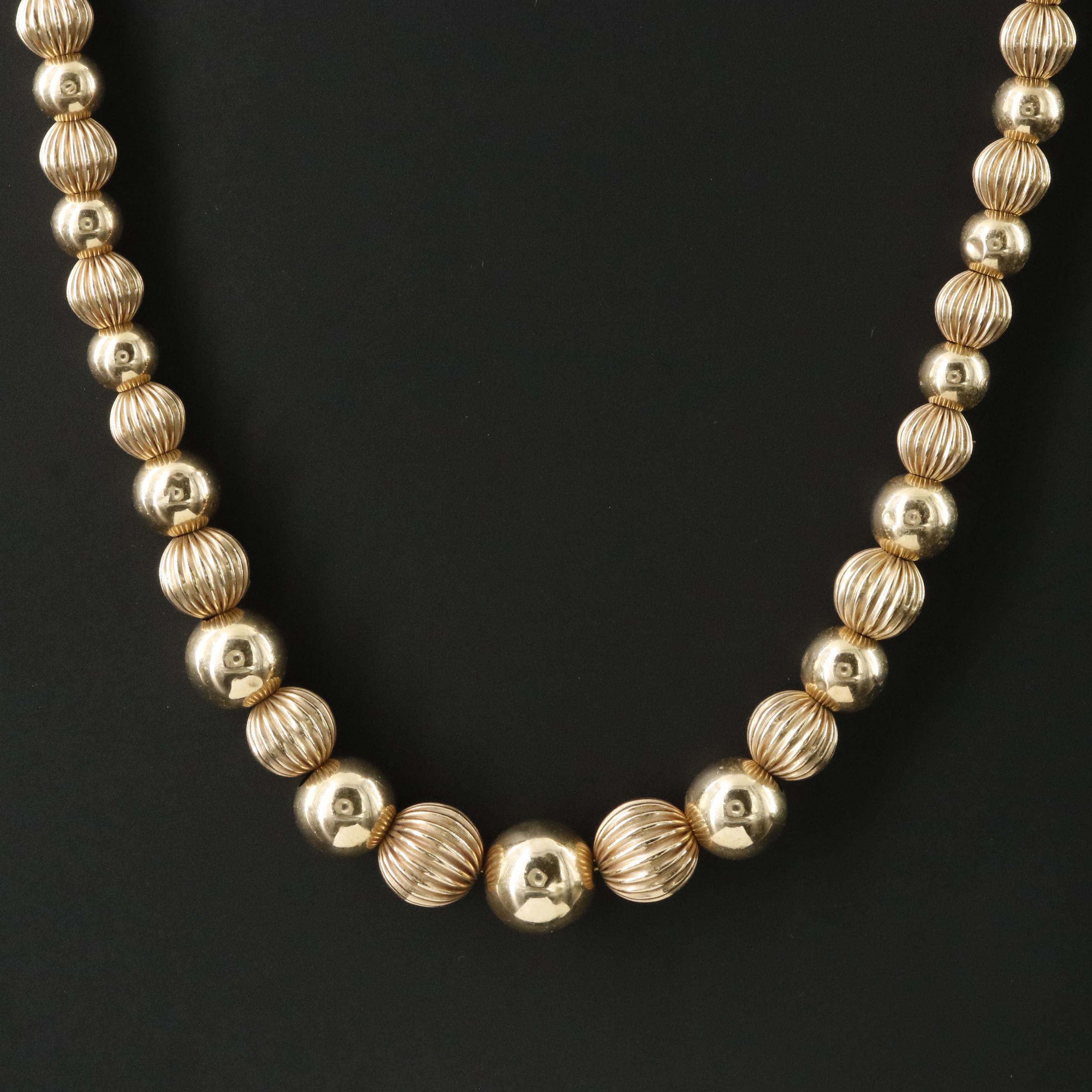 Vintage 14K Graduated Bead Necklace
