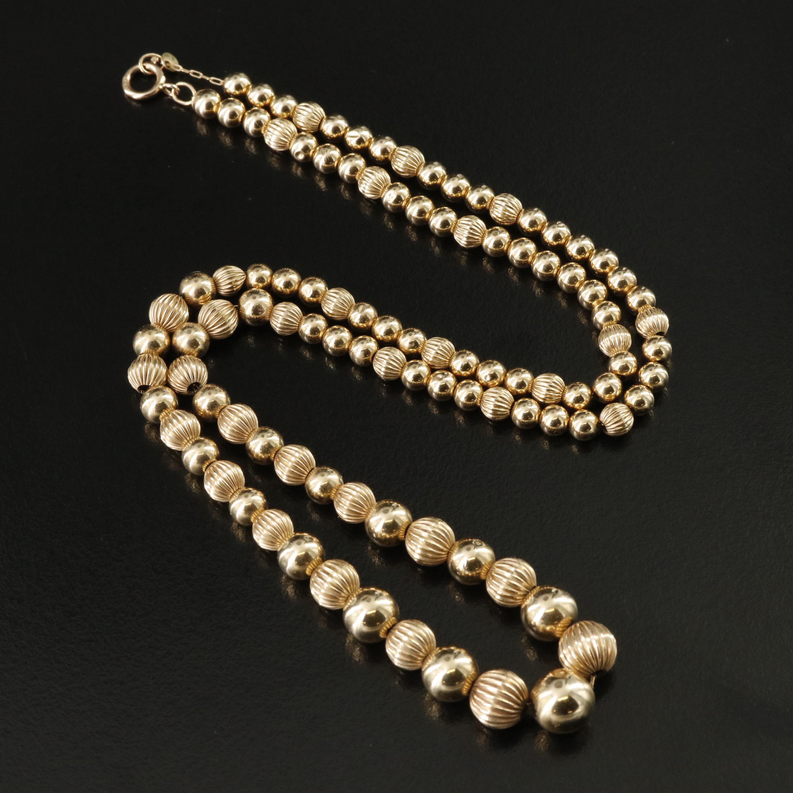 Vintage 14K Graduated Bead Necklace