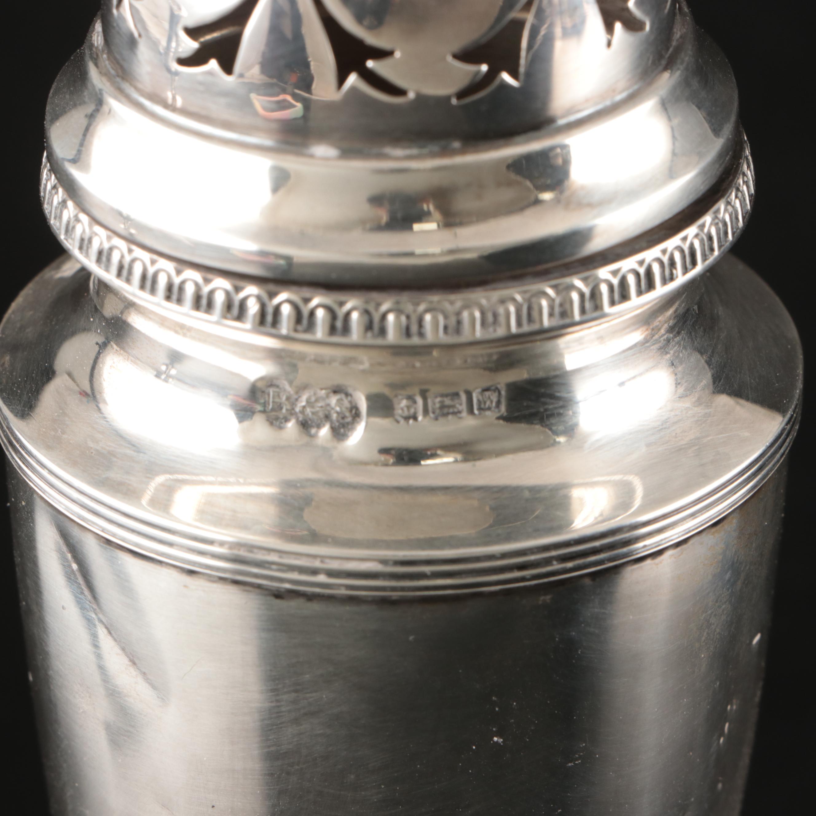 Bracher & Sydenham English Sterling Muffineer with Other Table Accessories