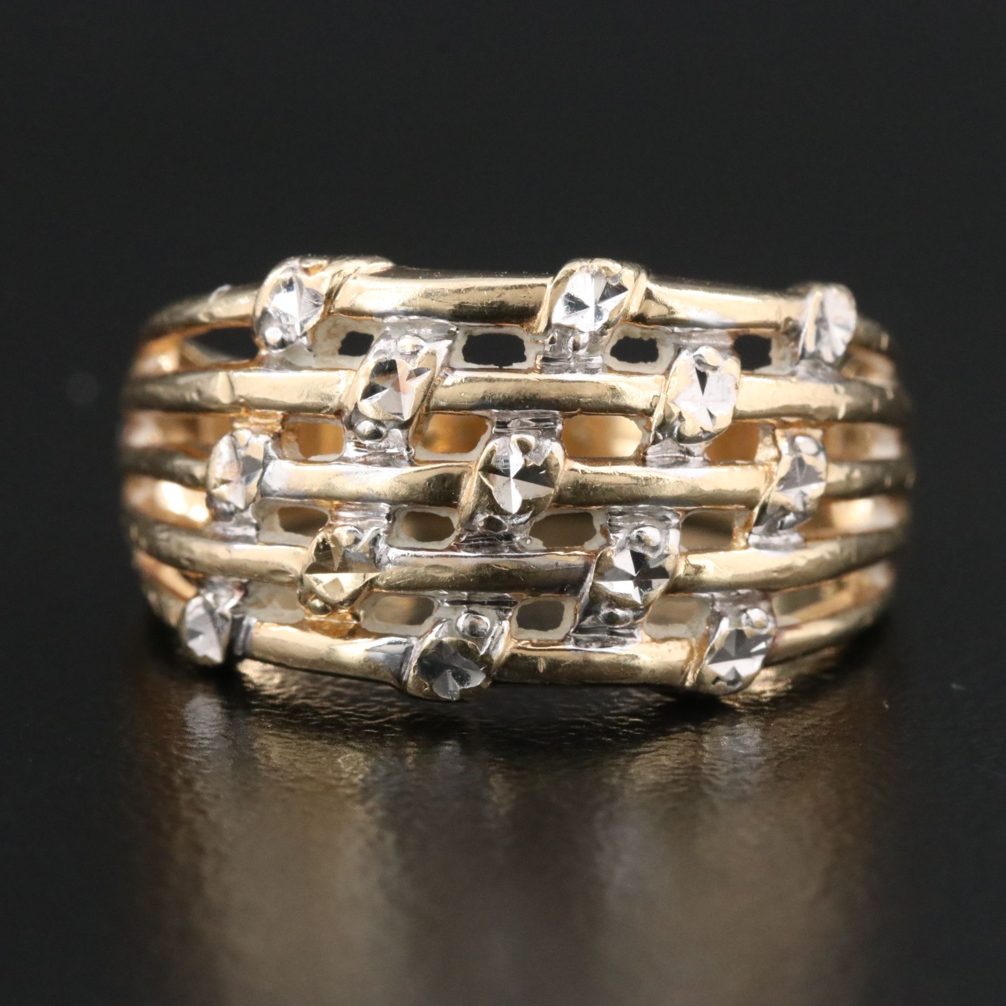 10K Ring with Diamond-Cut Accents