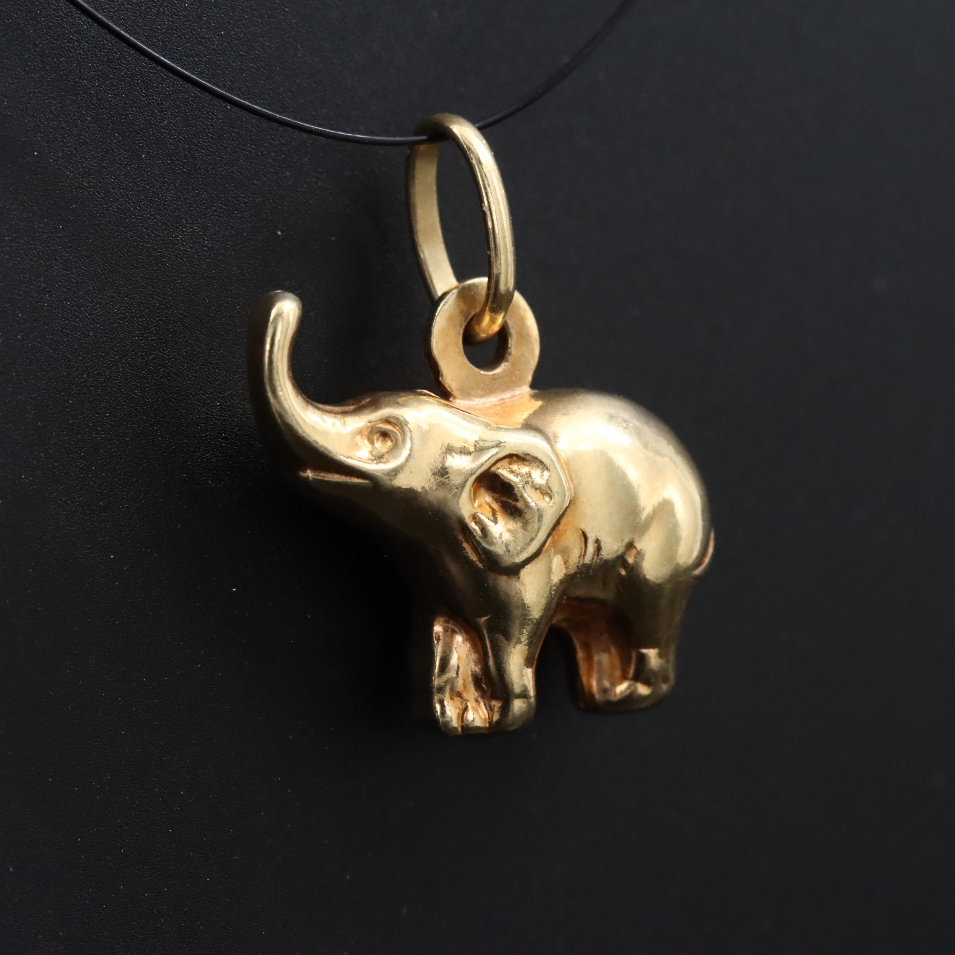 Italian 14K Elephant Charm Pendant