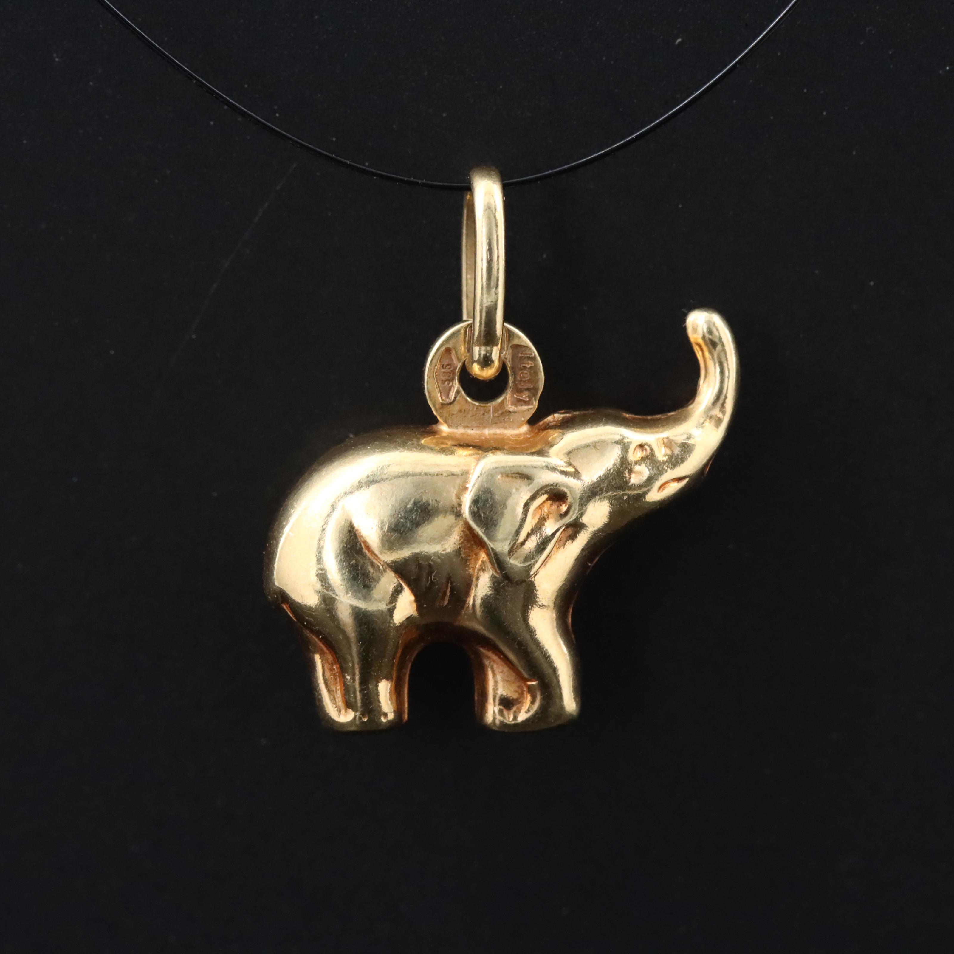 Italian 14K Elephant Charm Pendant