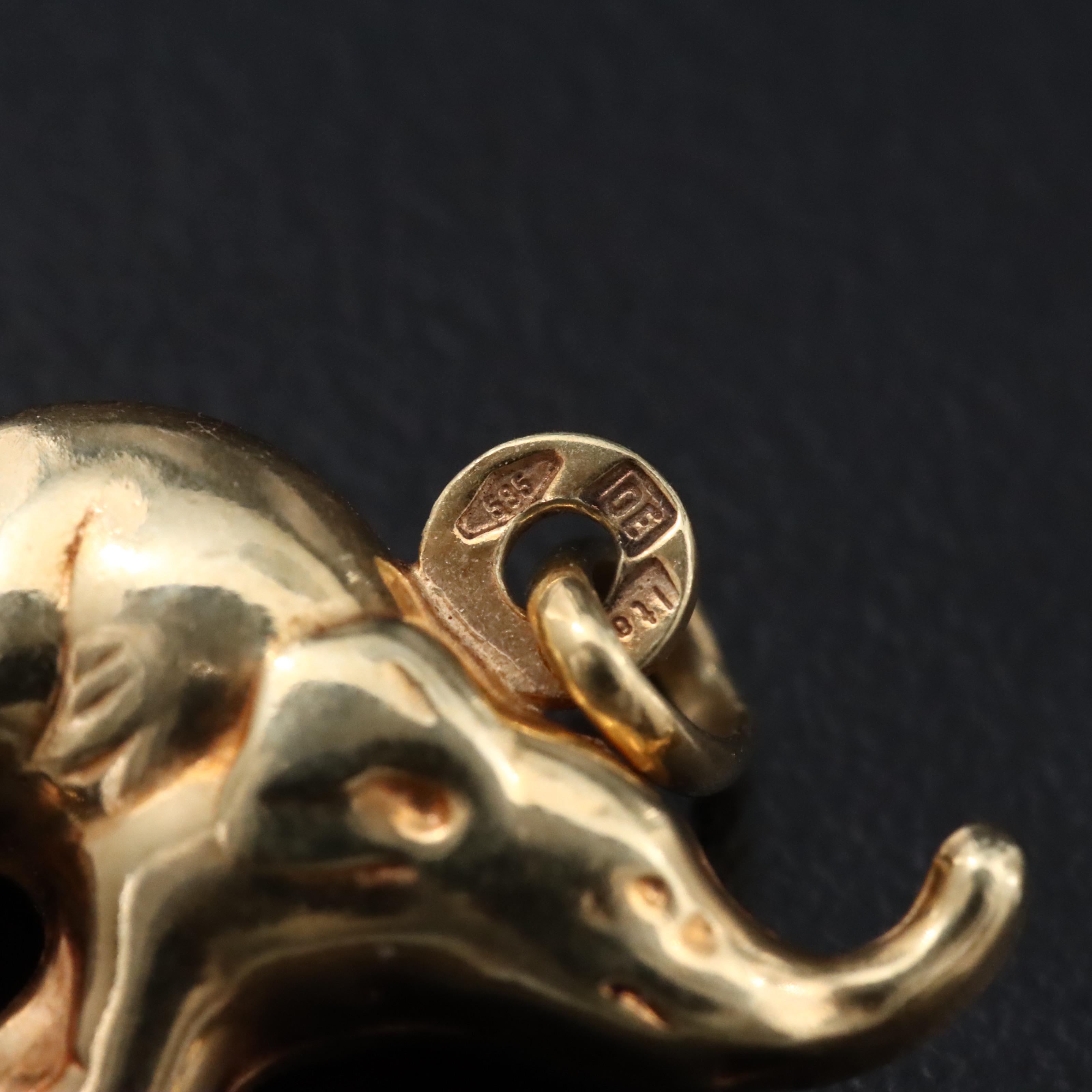 Italian 14K Elephant Charm Pendant