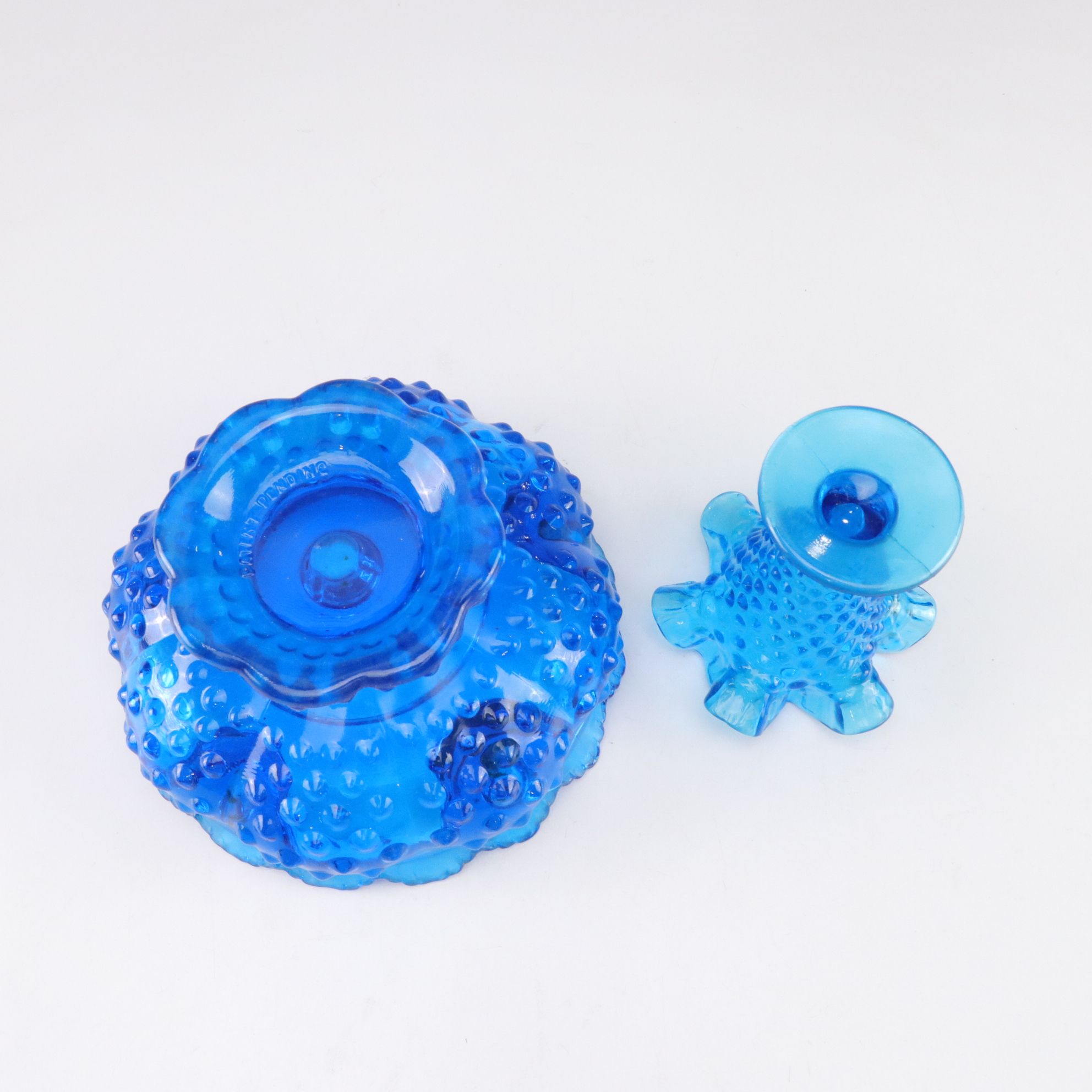 Blenko Style Blue Crackle Glass Pitchers, Fenton Candle Bowl, Degenhart & More