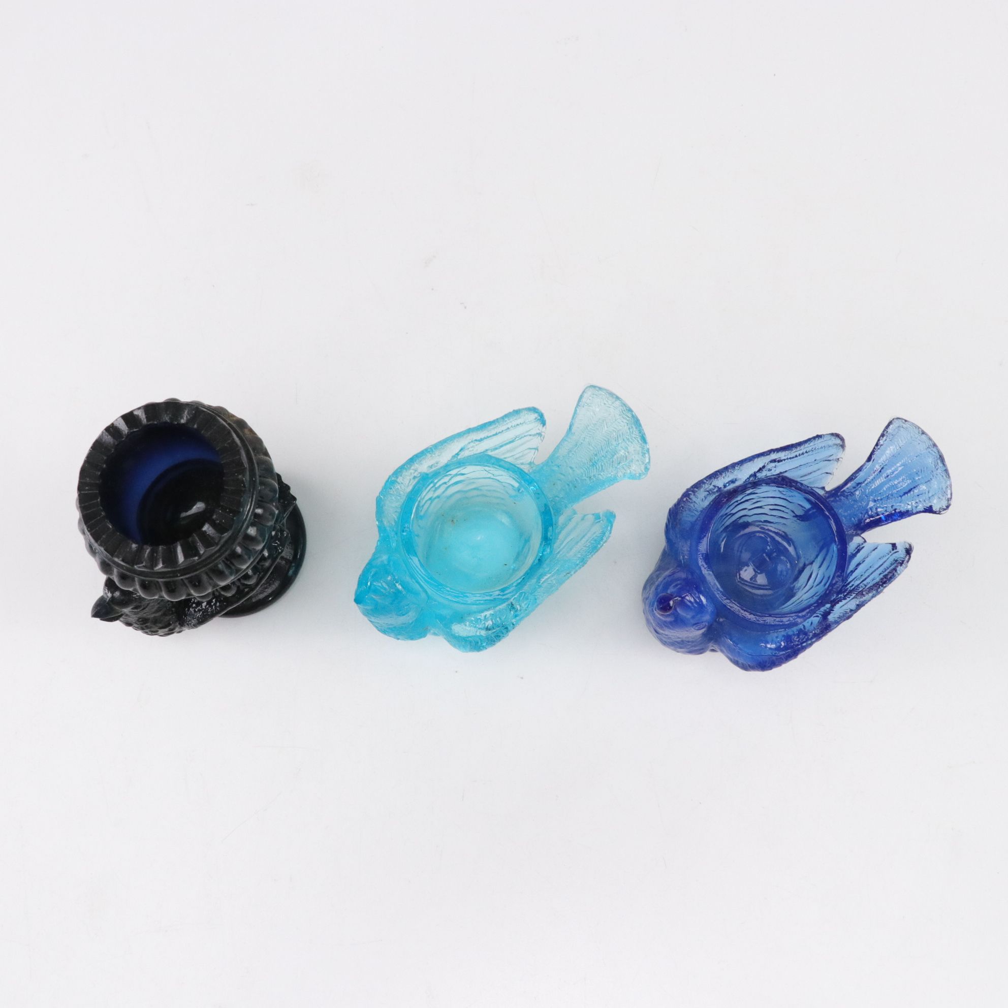 Blenko Style Blue Crackle Glass Pitchers, Fenton Candle Bowl, Degenhart & More