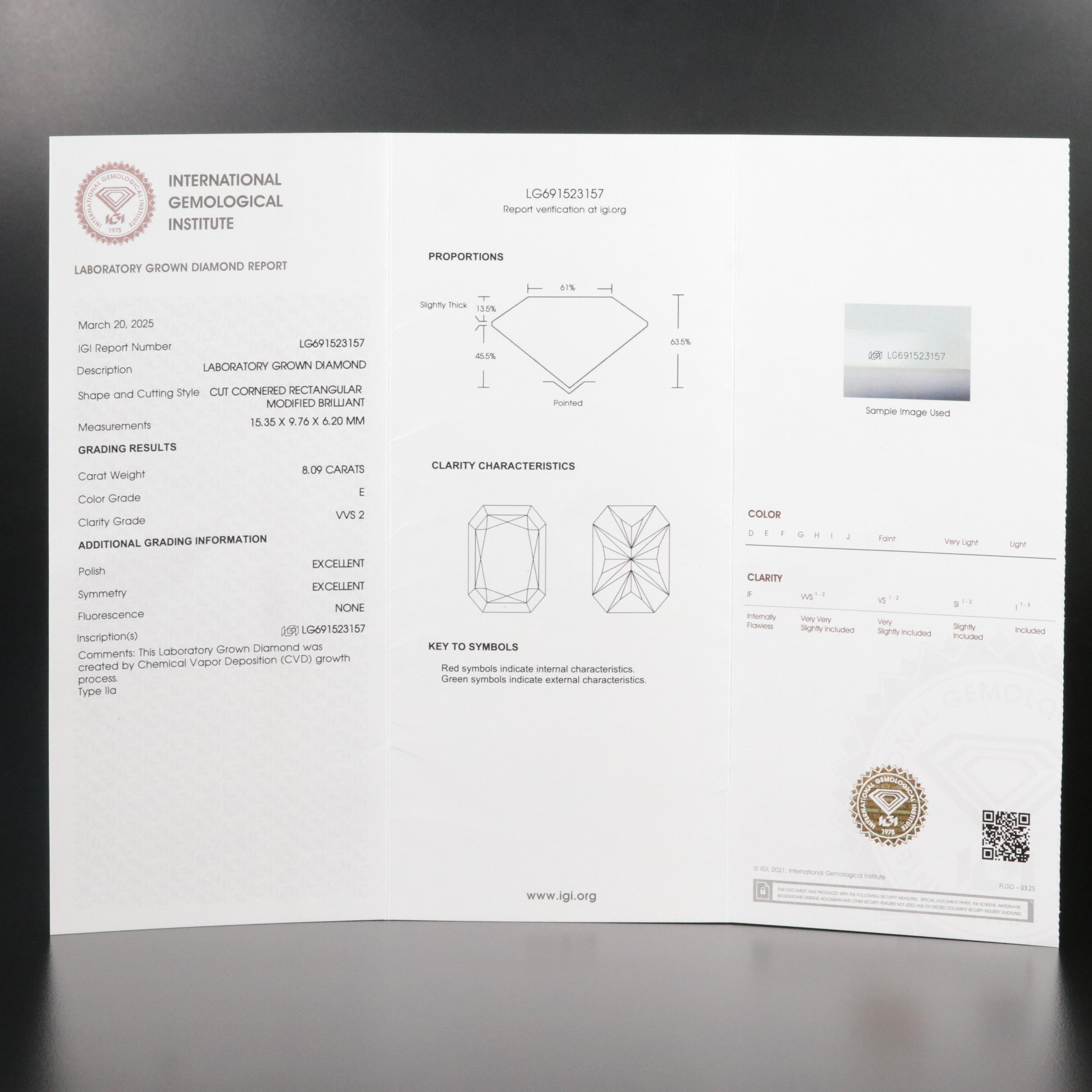 14K 8.09 CT Lab Grown Diamond Solitaire Ring with IGI Report