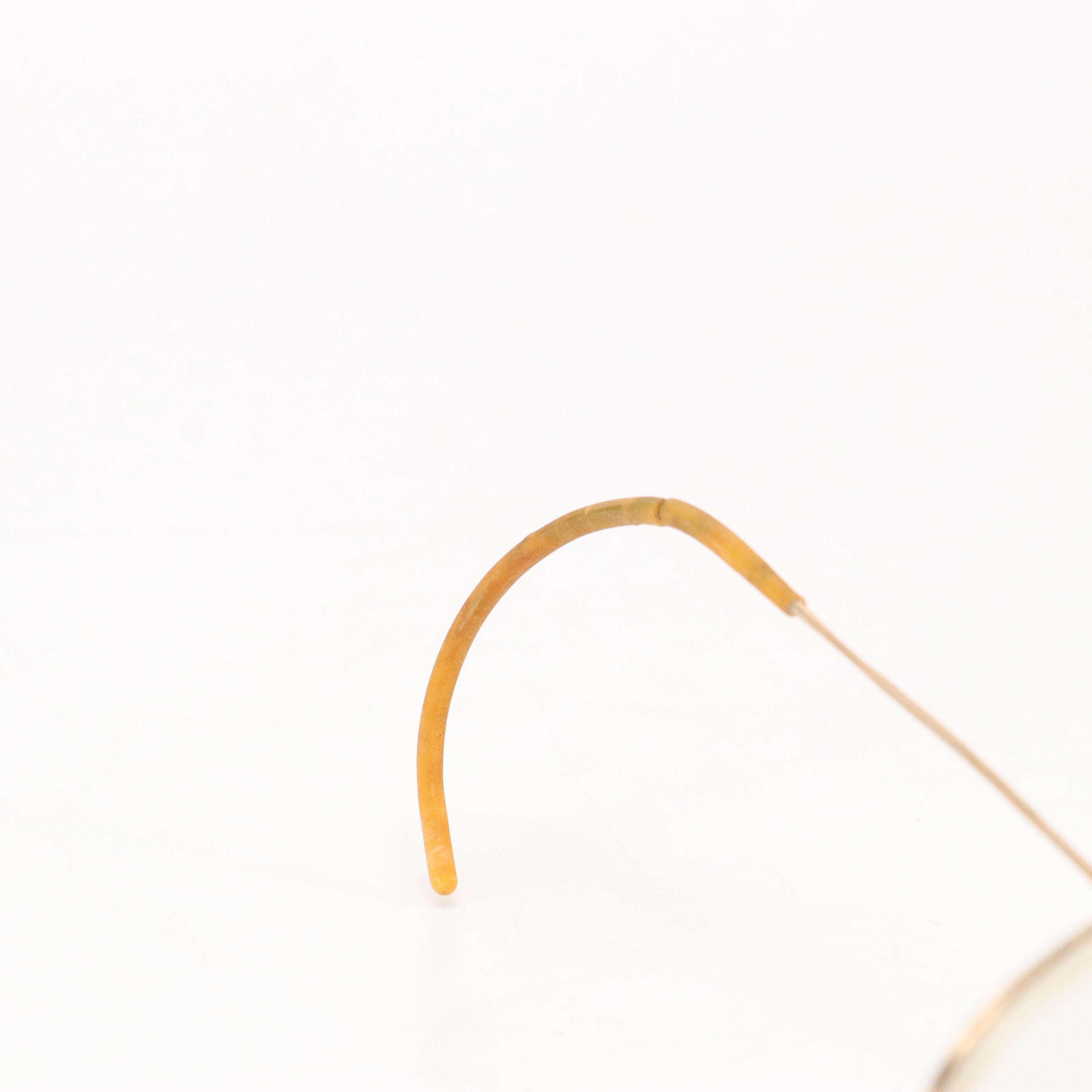 Antique 10K-12K Gold Filled Round Frame Prescription & Pince-Nez Glasses & Cases