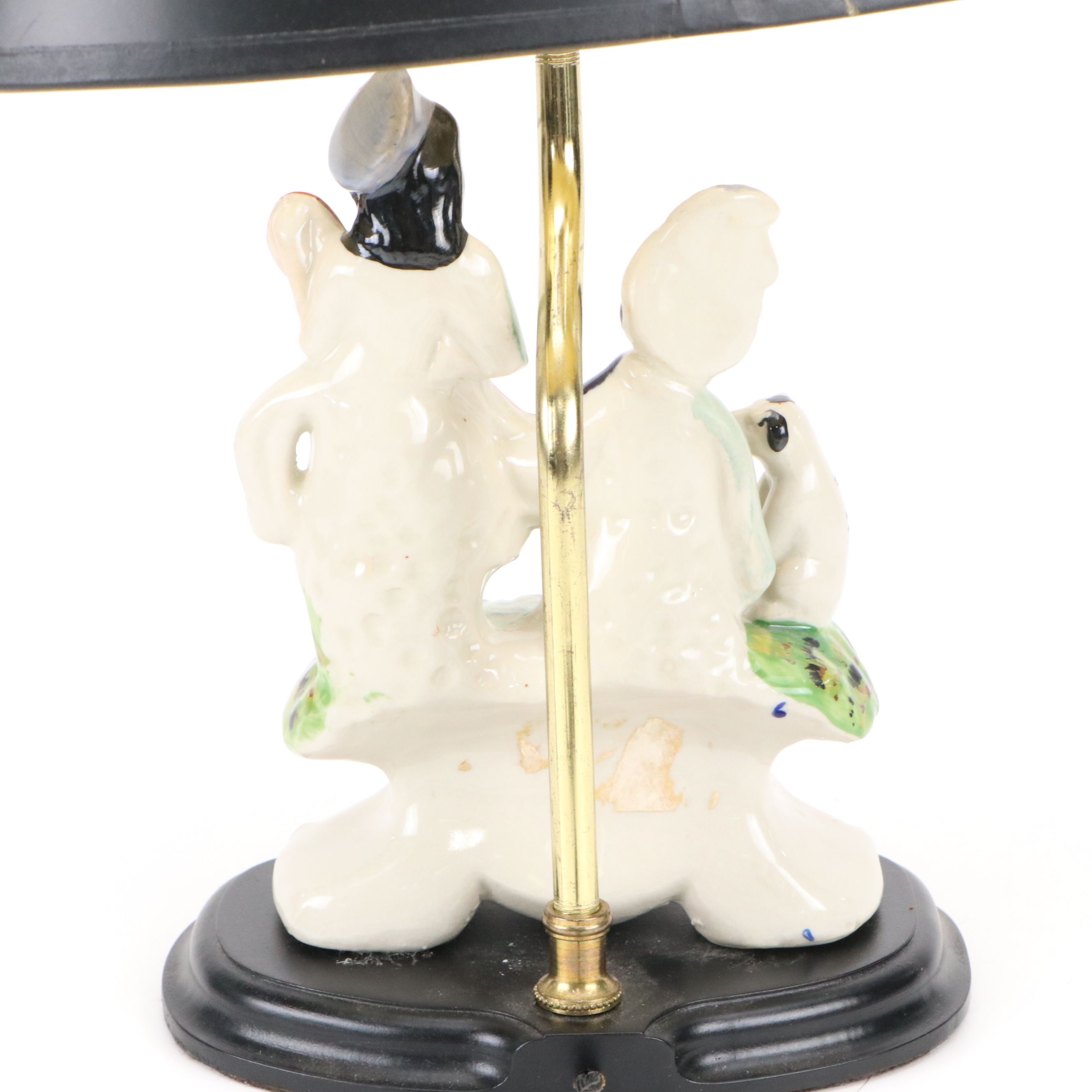 Staffordshire Troubadours and Dog  Faux Clock Converted to Table Lamp