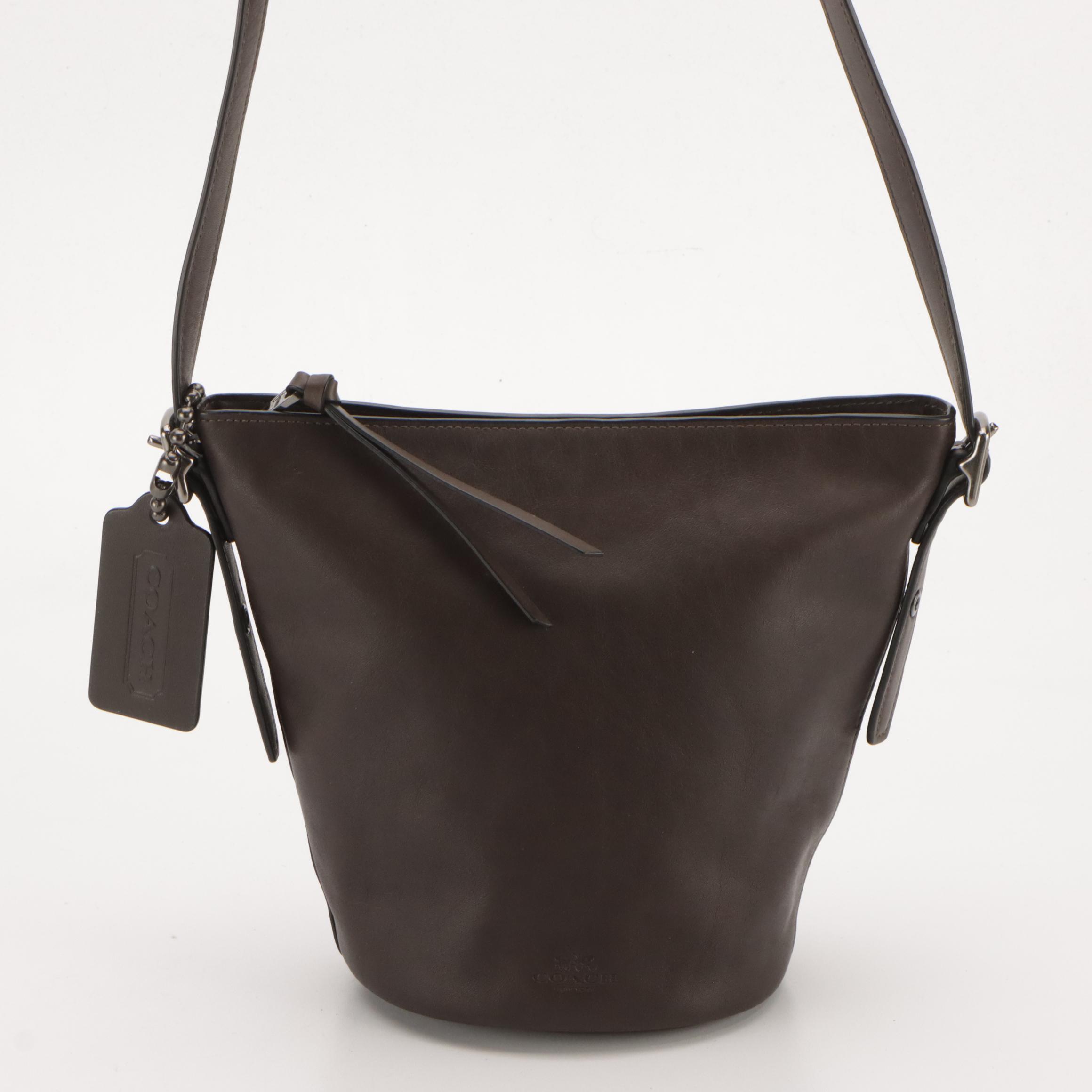 Coach Blue & Brown Leather Hampton Tote, Dark Brown Bleeker Bucket Crossbody Bag