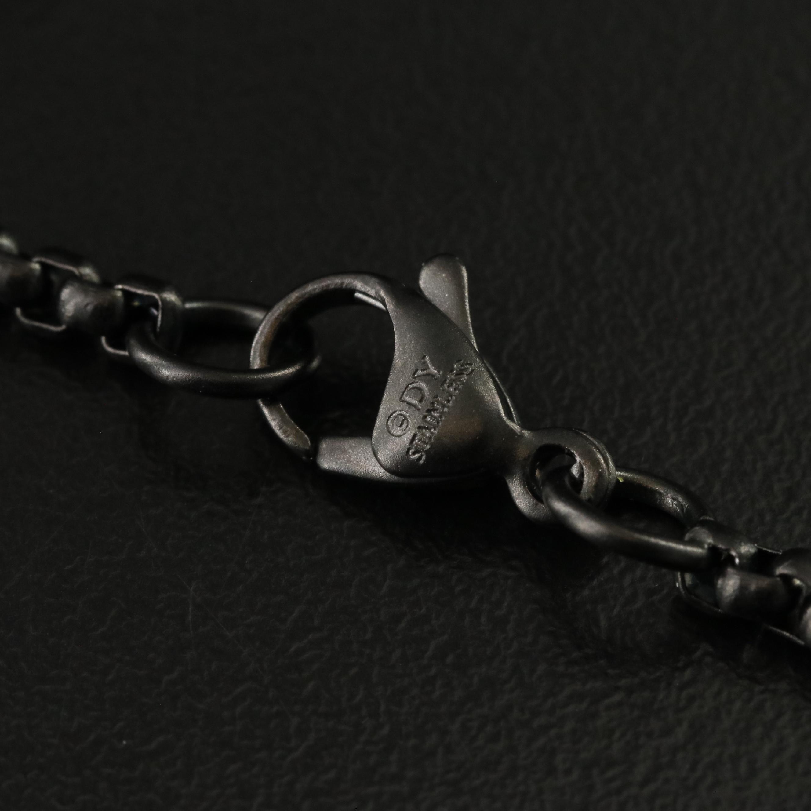 David Yurman Sterling Fancy Diamond Cross Pendant and Stainless Steel Chain