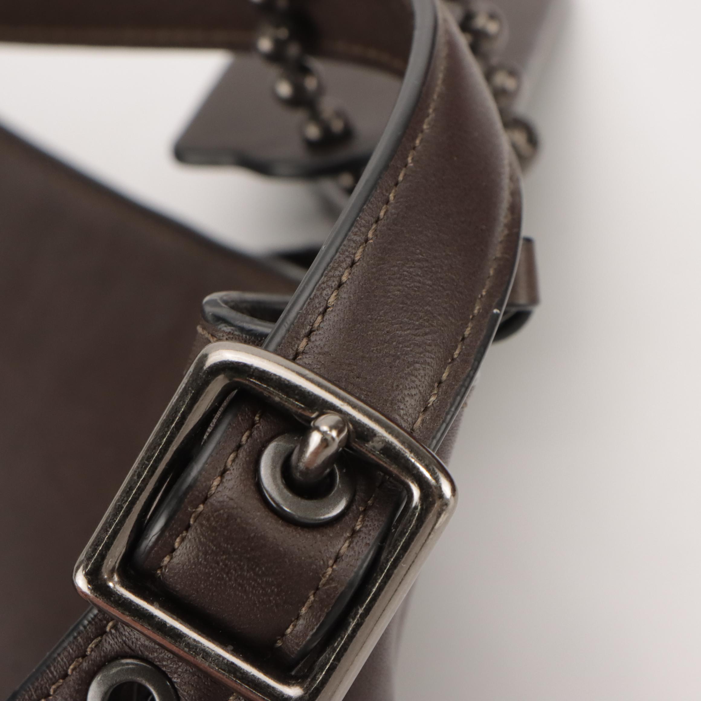 Coach Blue & Brown Leather Hampton Tote, Dark Brown Bleeker Bucket Crossbody Bag