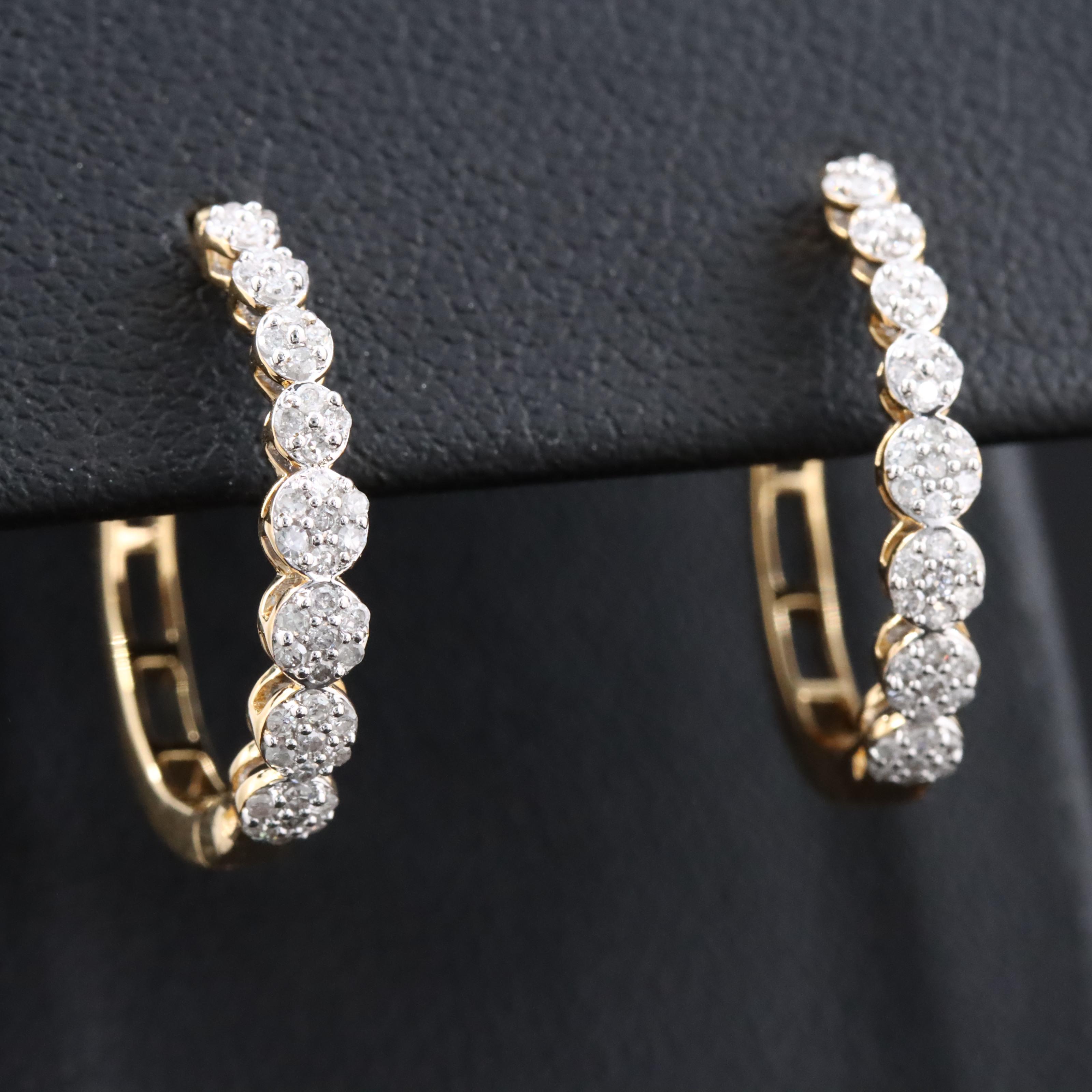 Sterling Diamond Hoop Earrings