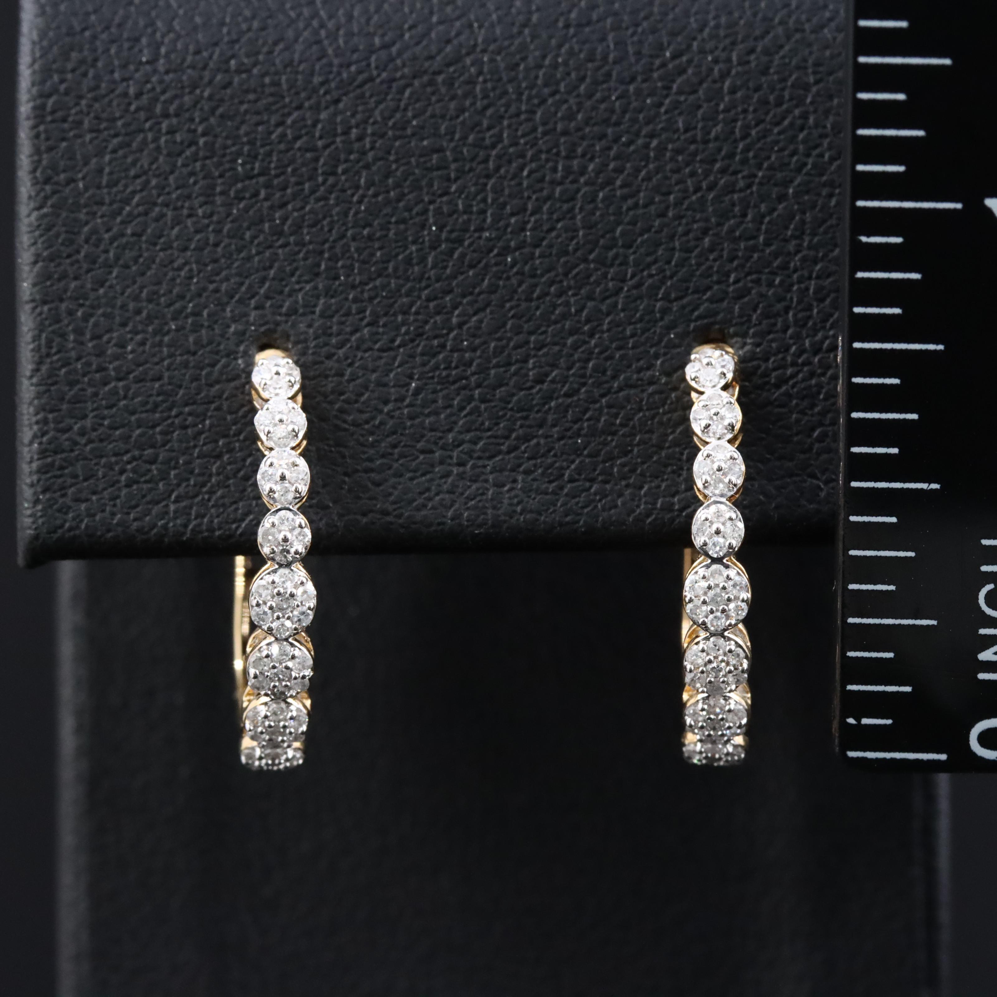 Sterling Diamond Hoop Earrings
