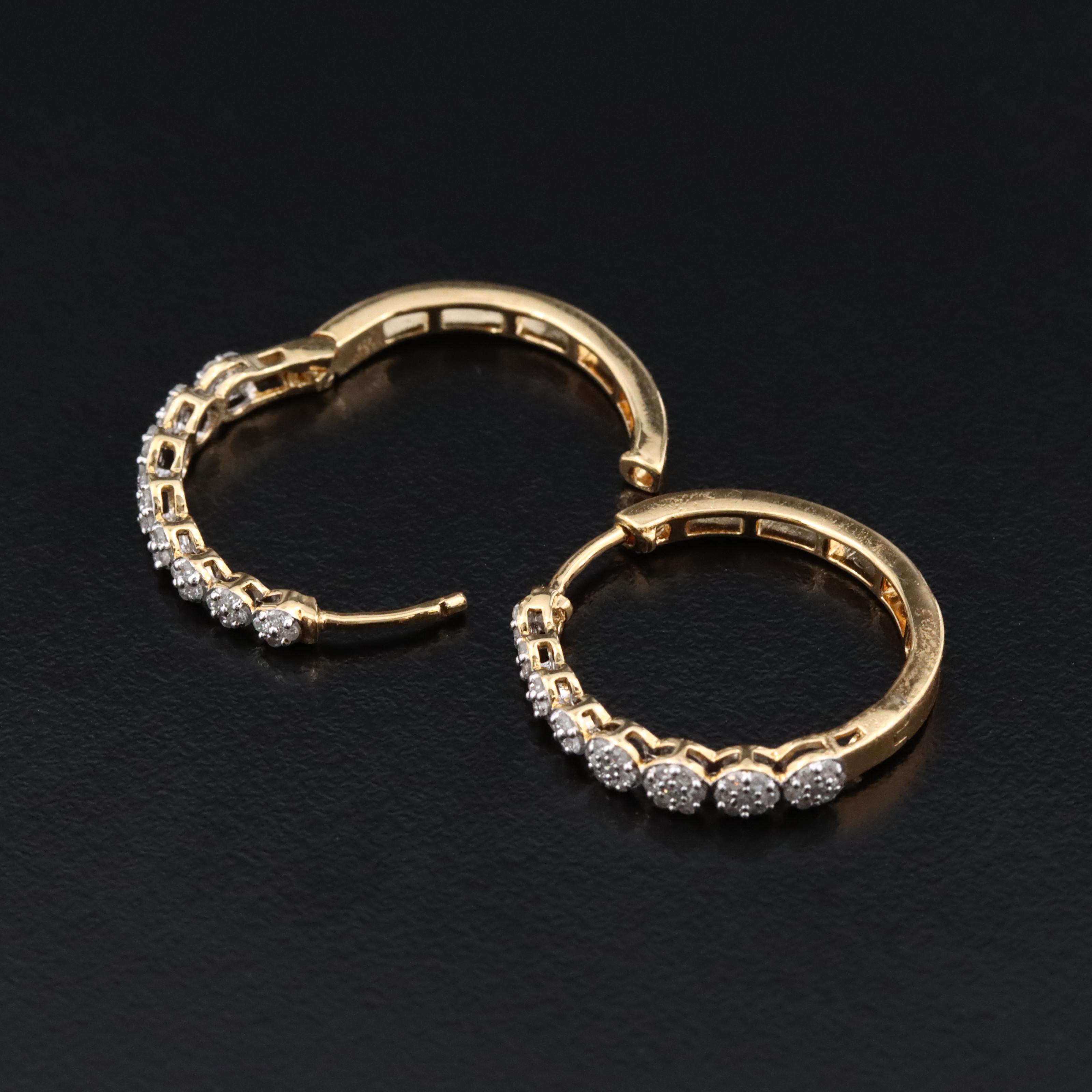 Sterling Diamond Hoop Earrings