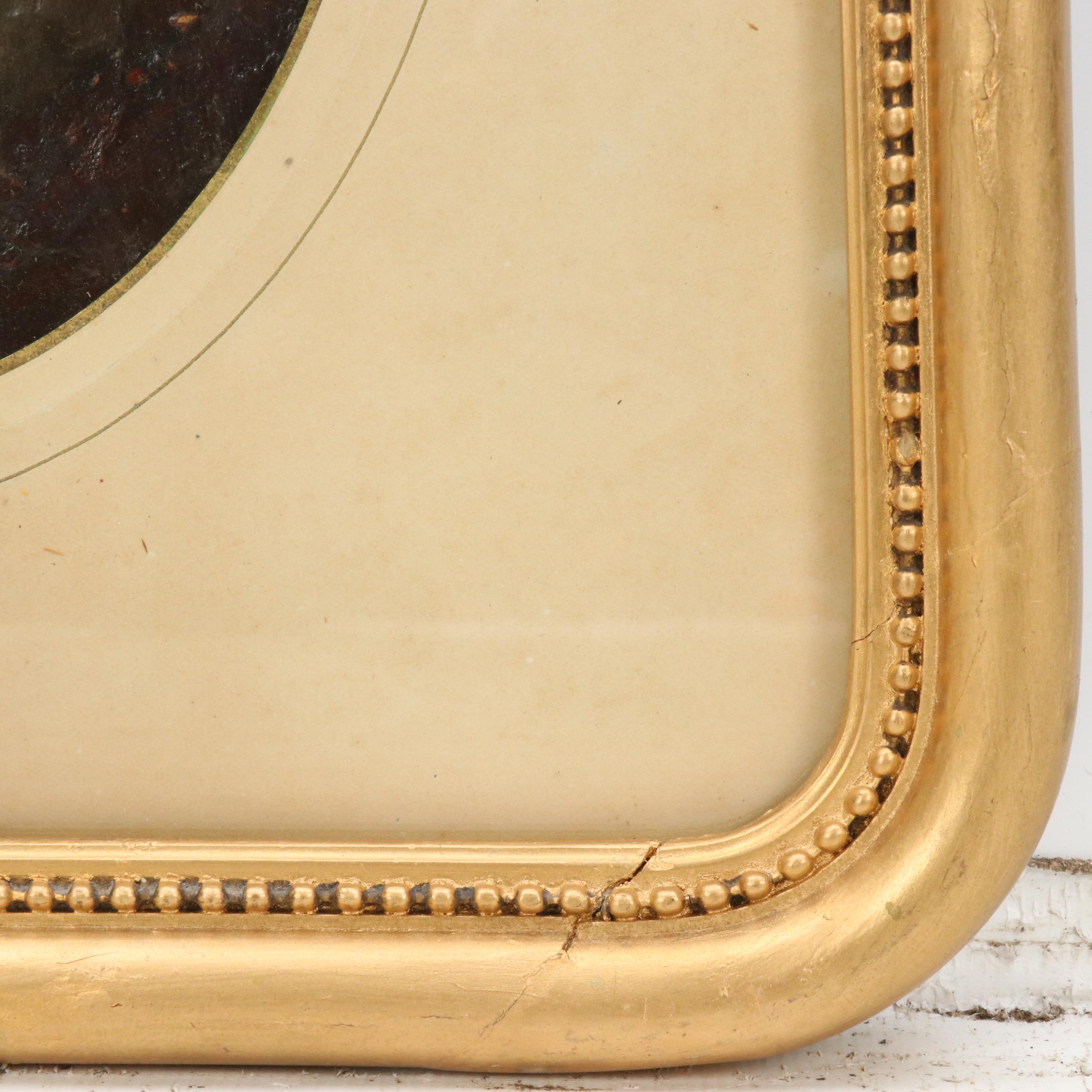 Attributed to Maurice Leloir Oil Painting of Woman Playing Lute, Late 19th C.