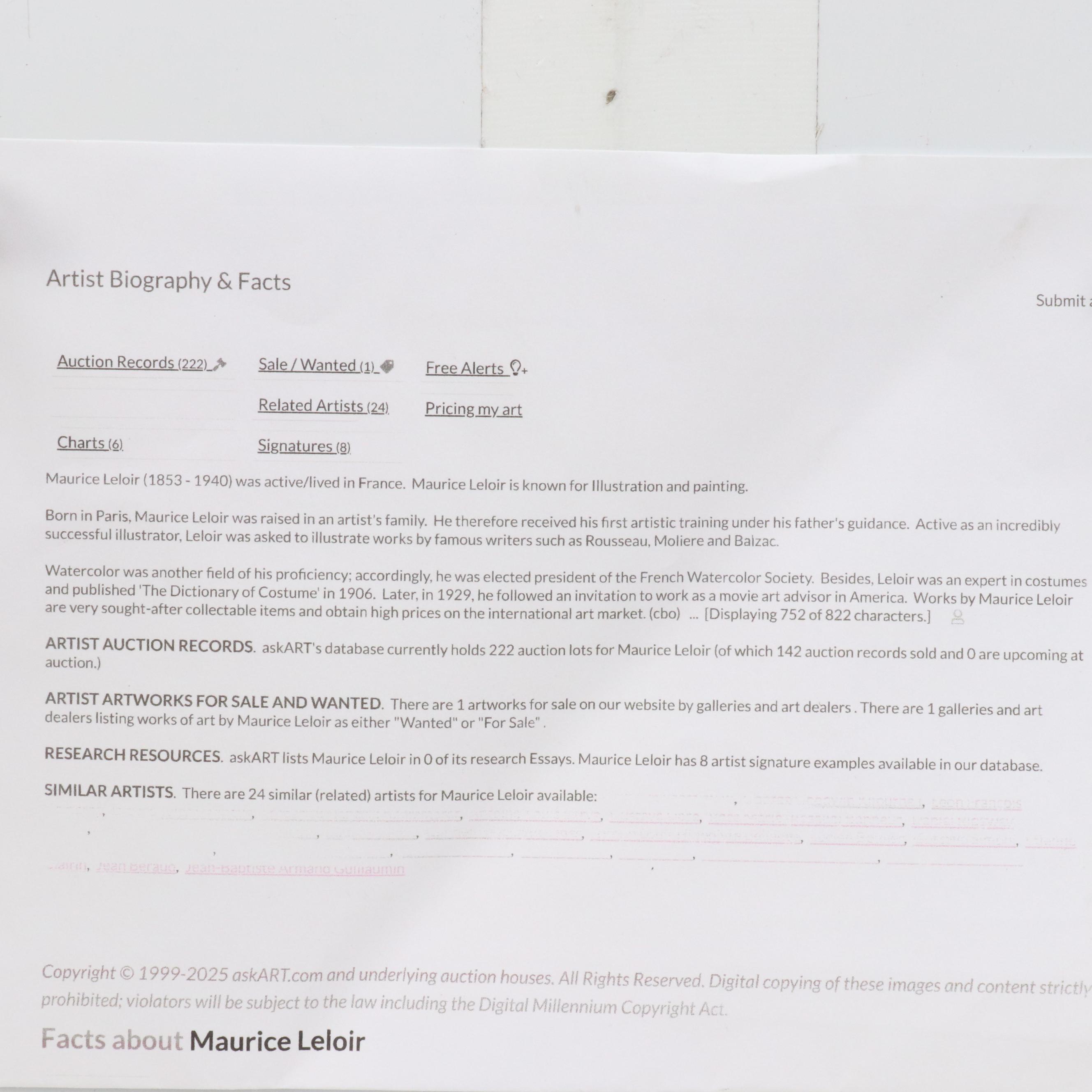 Attributed to Maurice Leloir Oil Painting of Woman Playing Lute, Late 19th C.