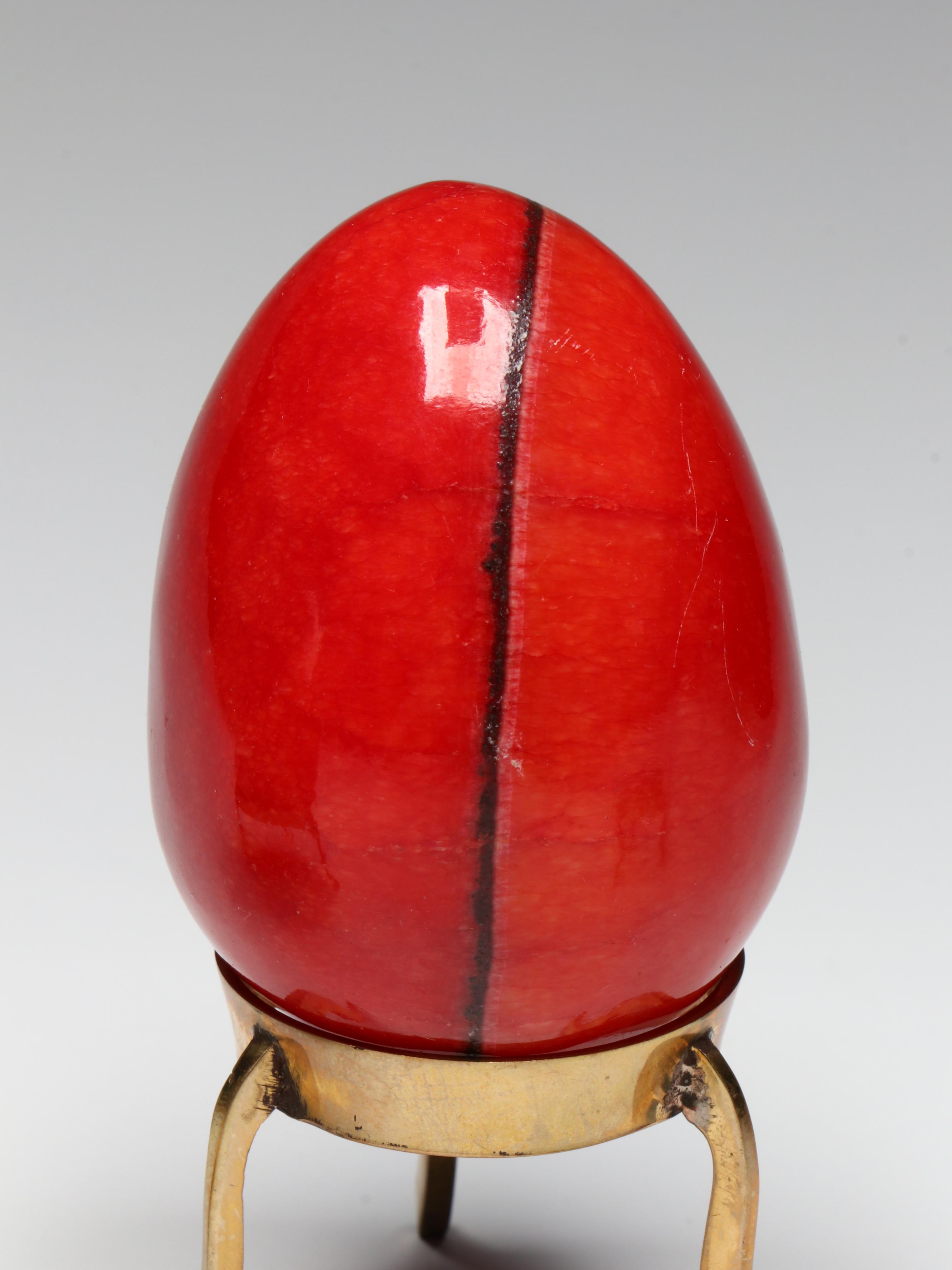 Carved Stone Egg Collection Featuring Malachite and Tiger's Eye