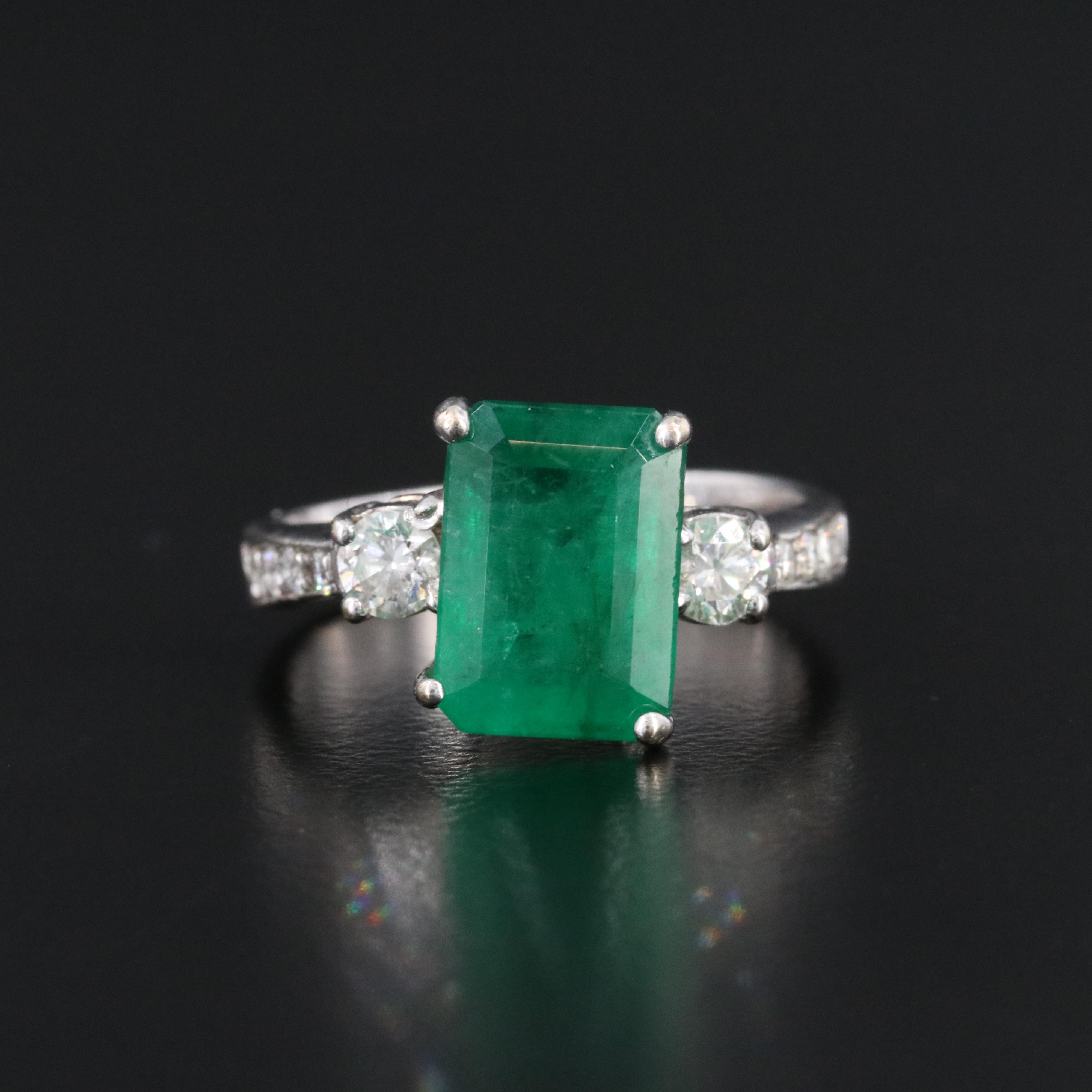 18K 2.82 CT Emerald and Diamond Ring