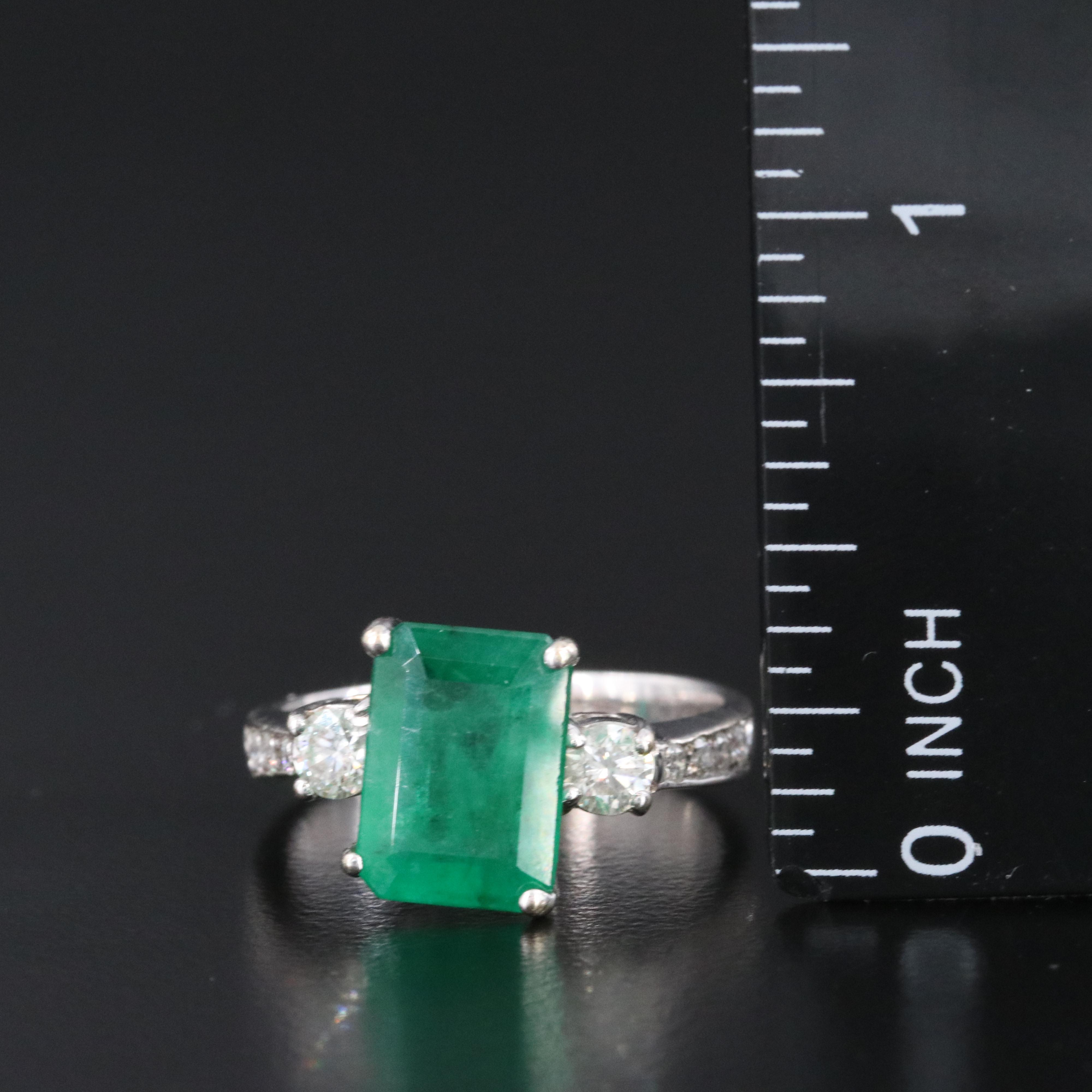 18K 2.82 CT Emerald and Diamond Ring