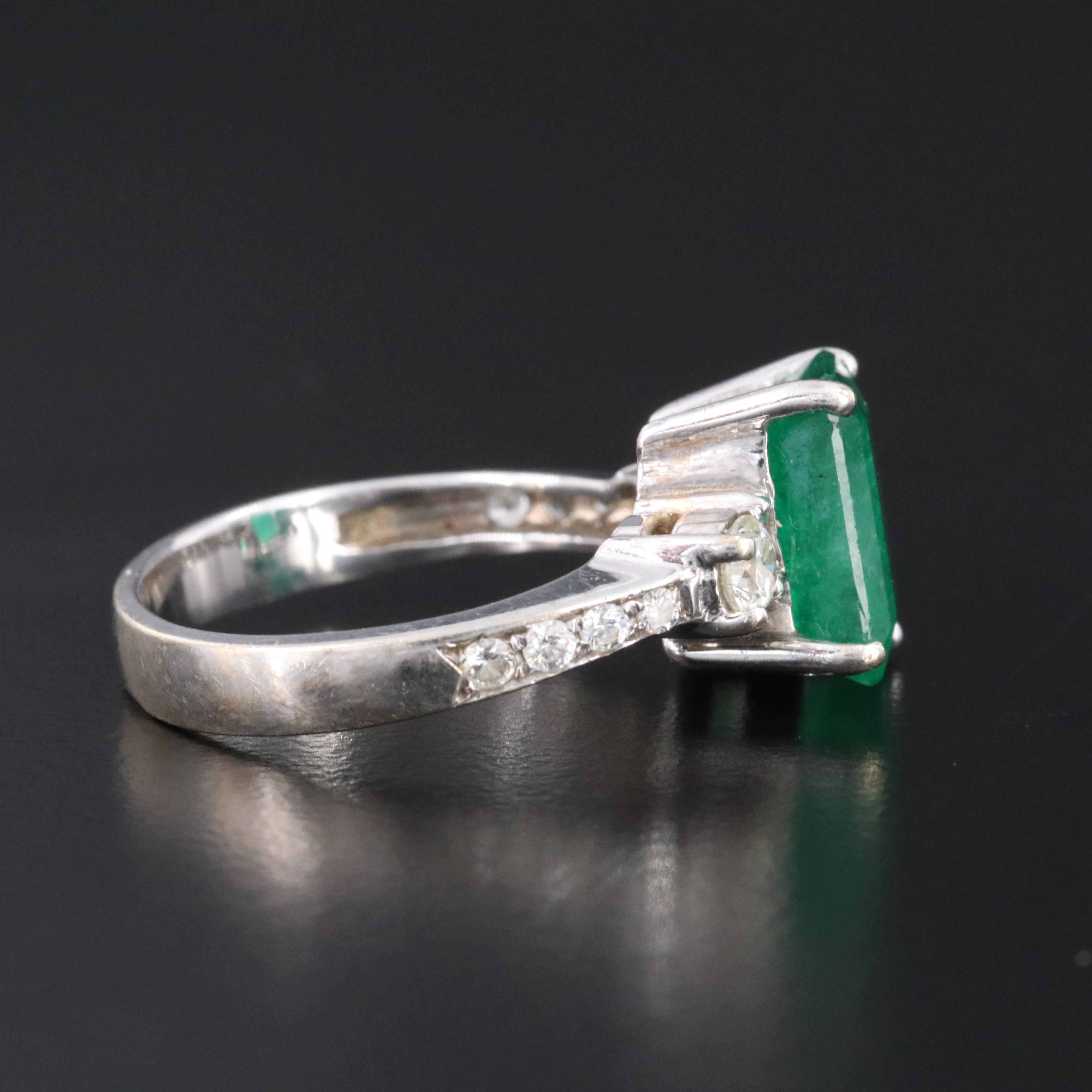 18K 2.82 CT Emerald and Diamond Ring