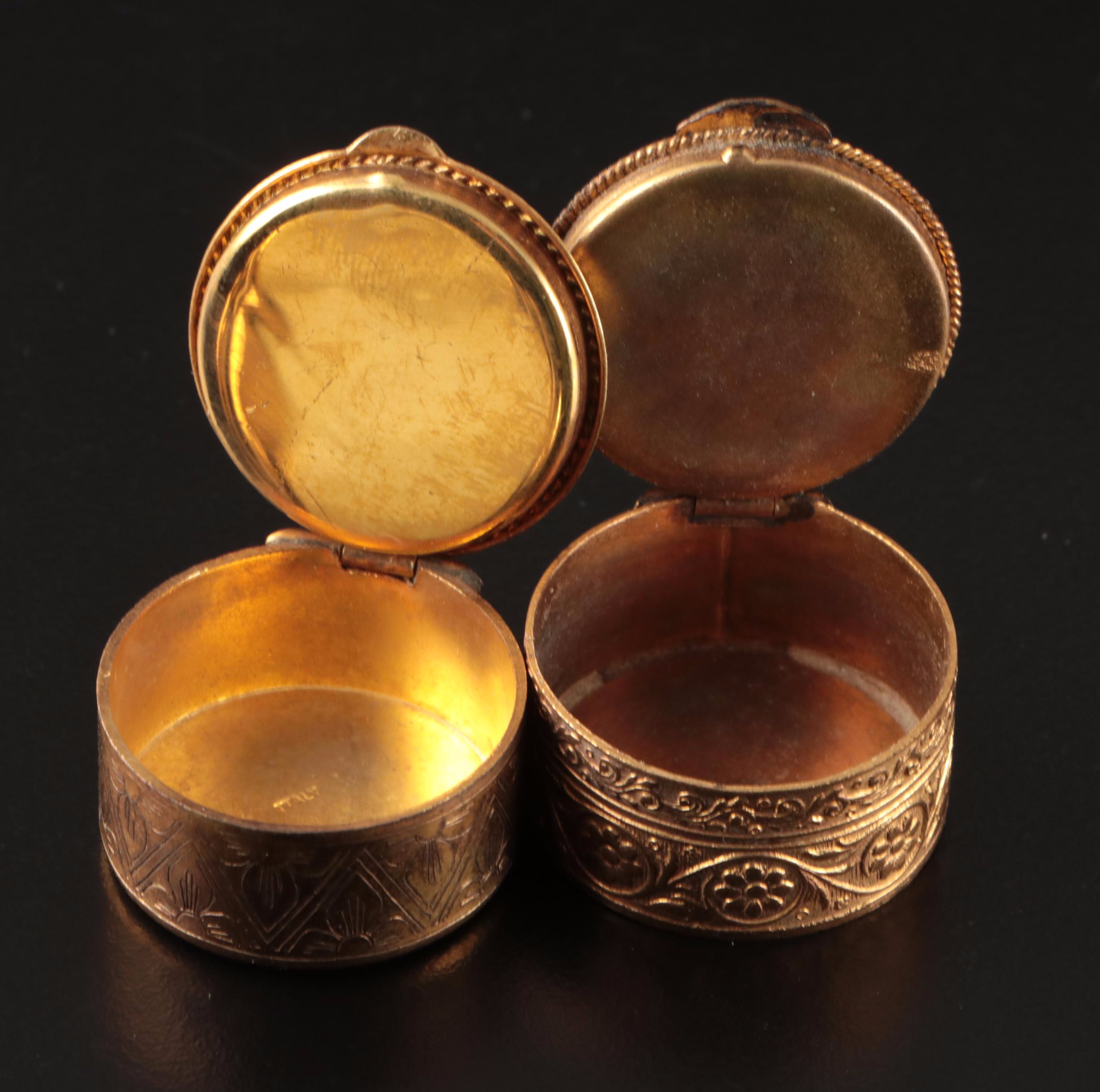 Murano Mosaic Pill Boxes, Opera Glasses, Miniature Ashtray and Monogrammed Pin