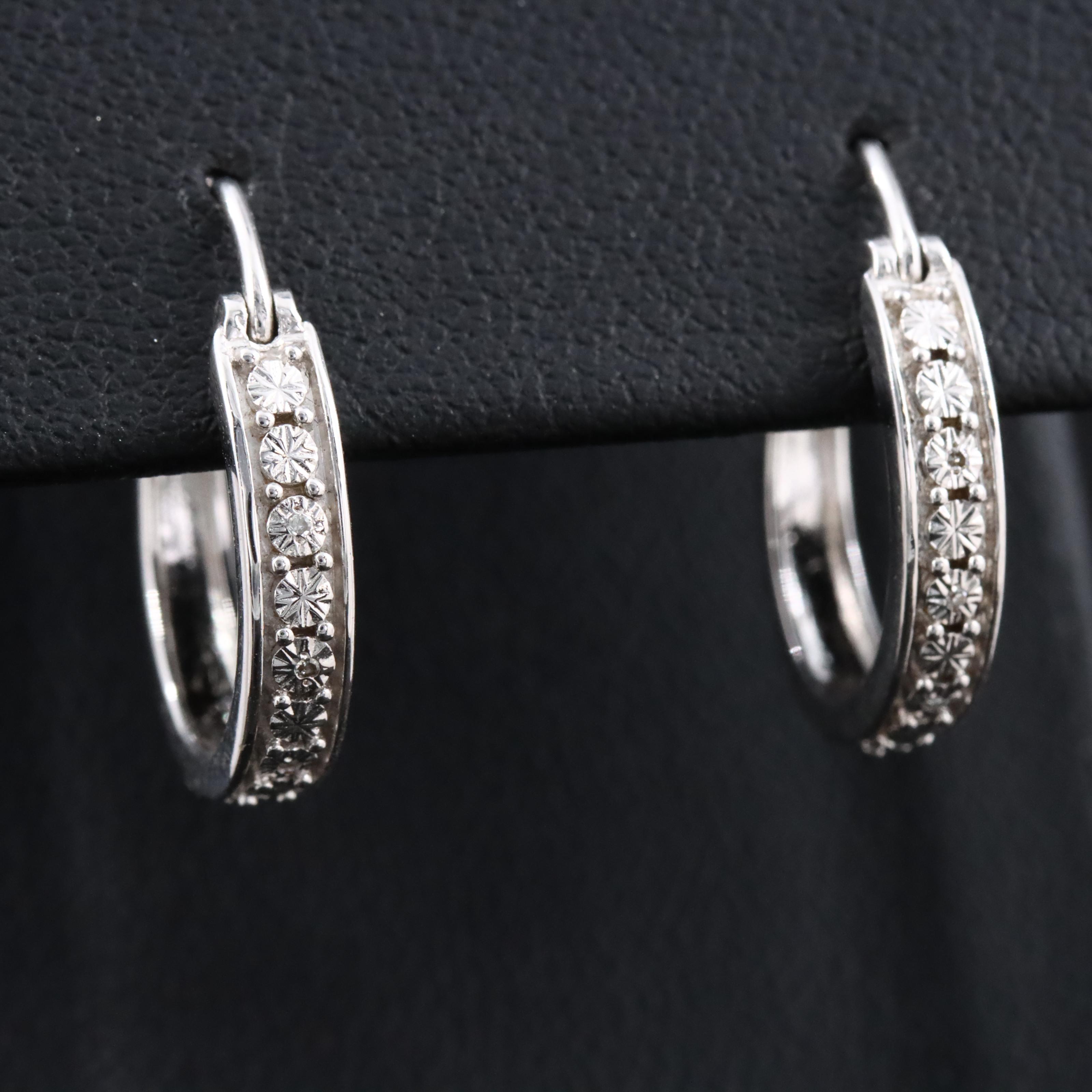 Sterling Diamond Hoops