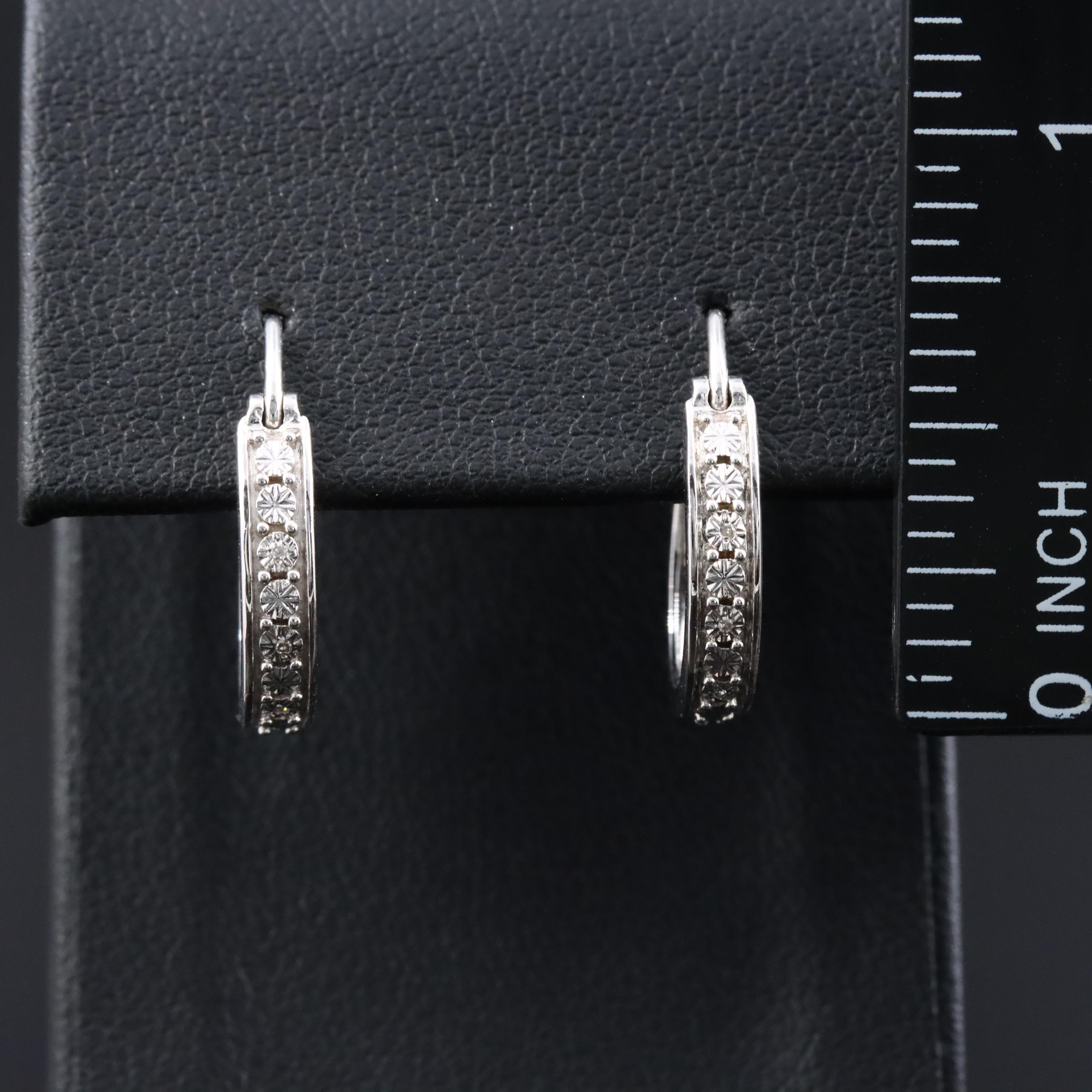 Sterling Diamond Hoops