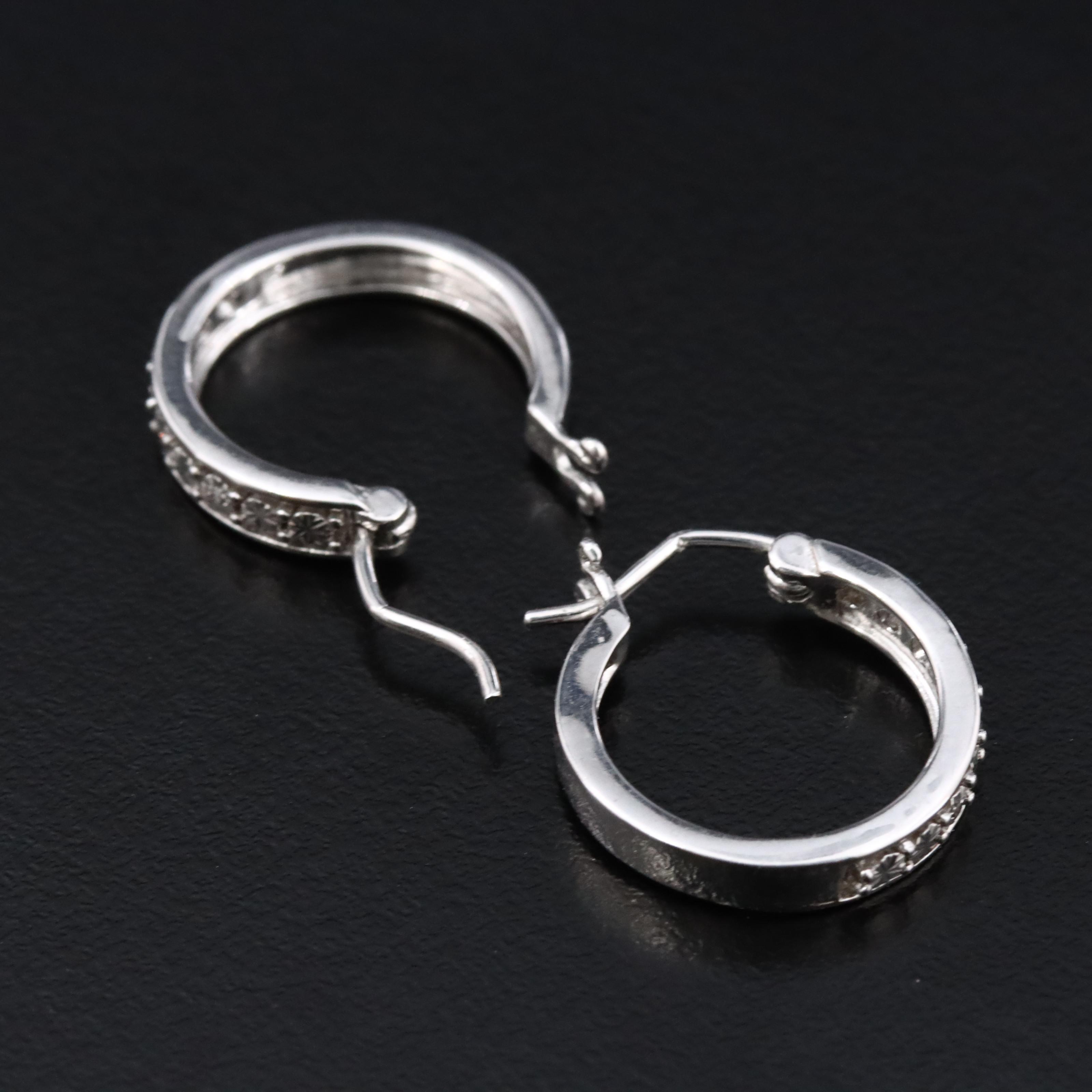 Sterling Diamond Hoops