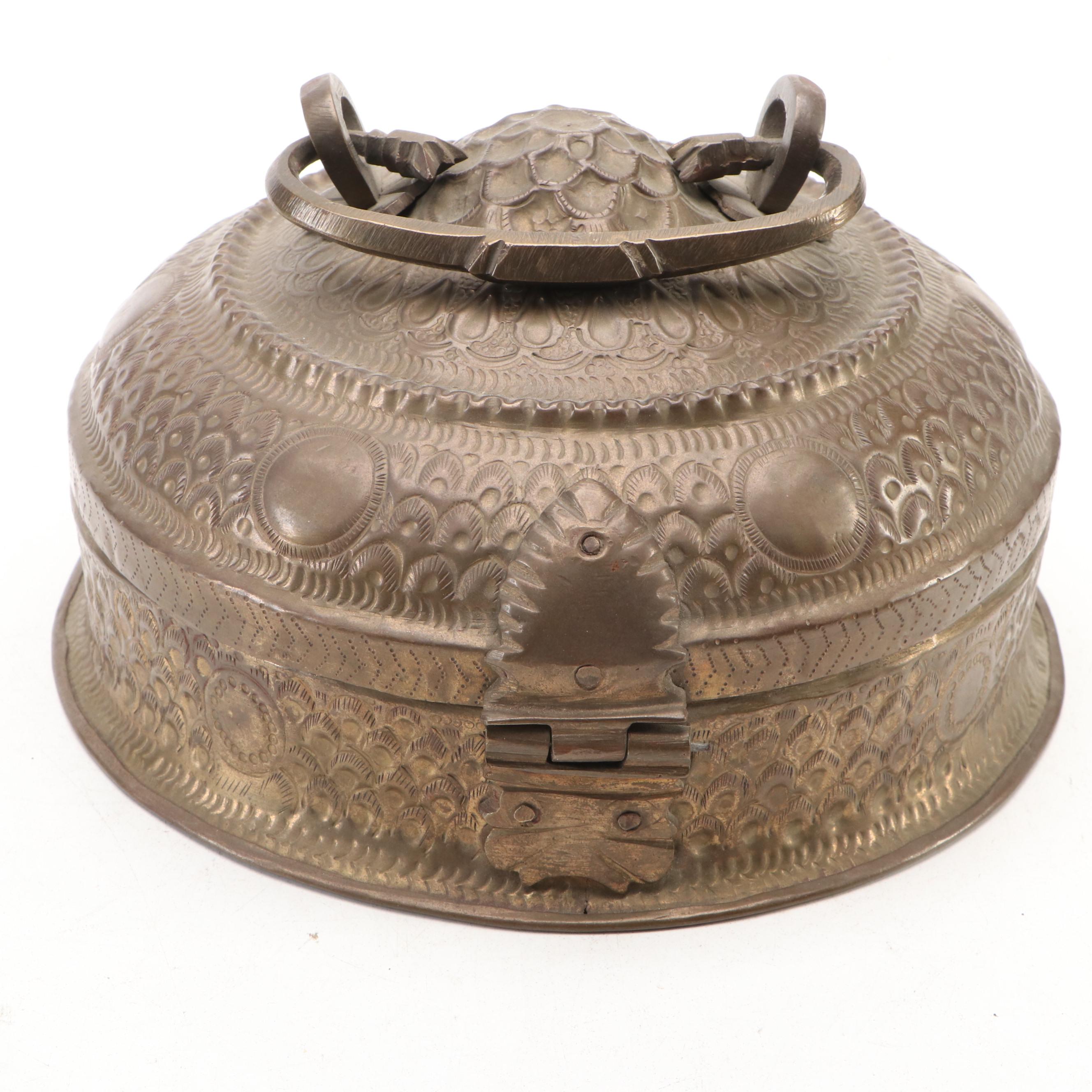 Indian Brass Chapati Bread Box, 20th Century