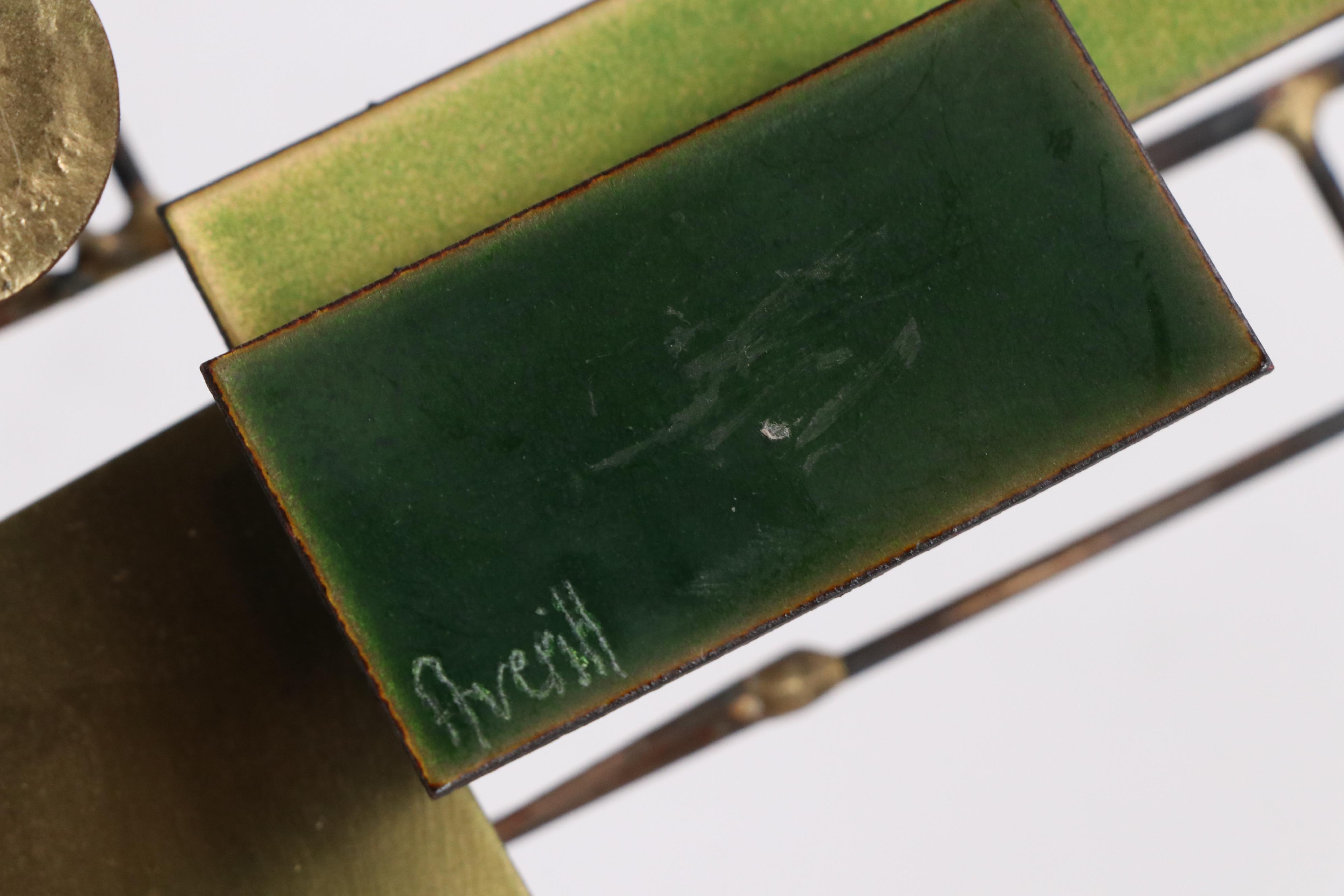 Averill Shepps Brutalist Style Enameled Mixed Metal Wall Hanging