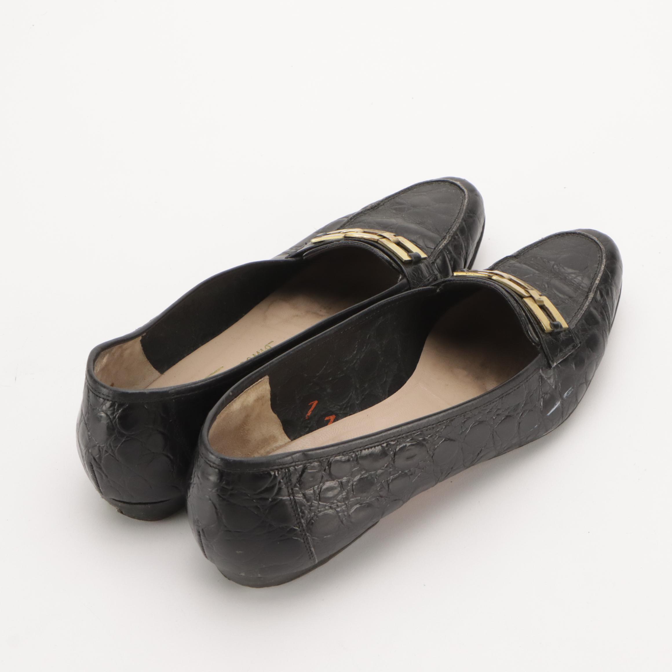 Salvatore Ferragamo Crocodile Leather Loafers, Silvia Fiorentina Shoes in Box