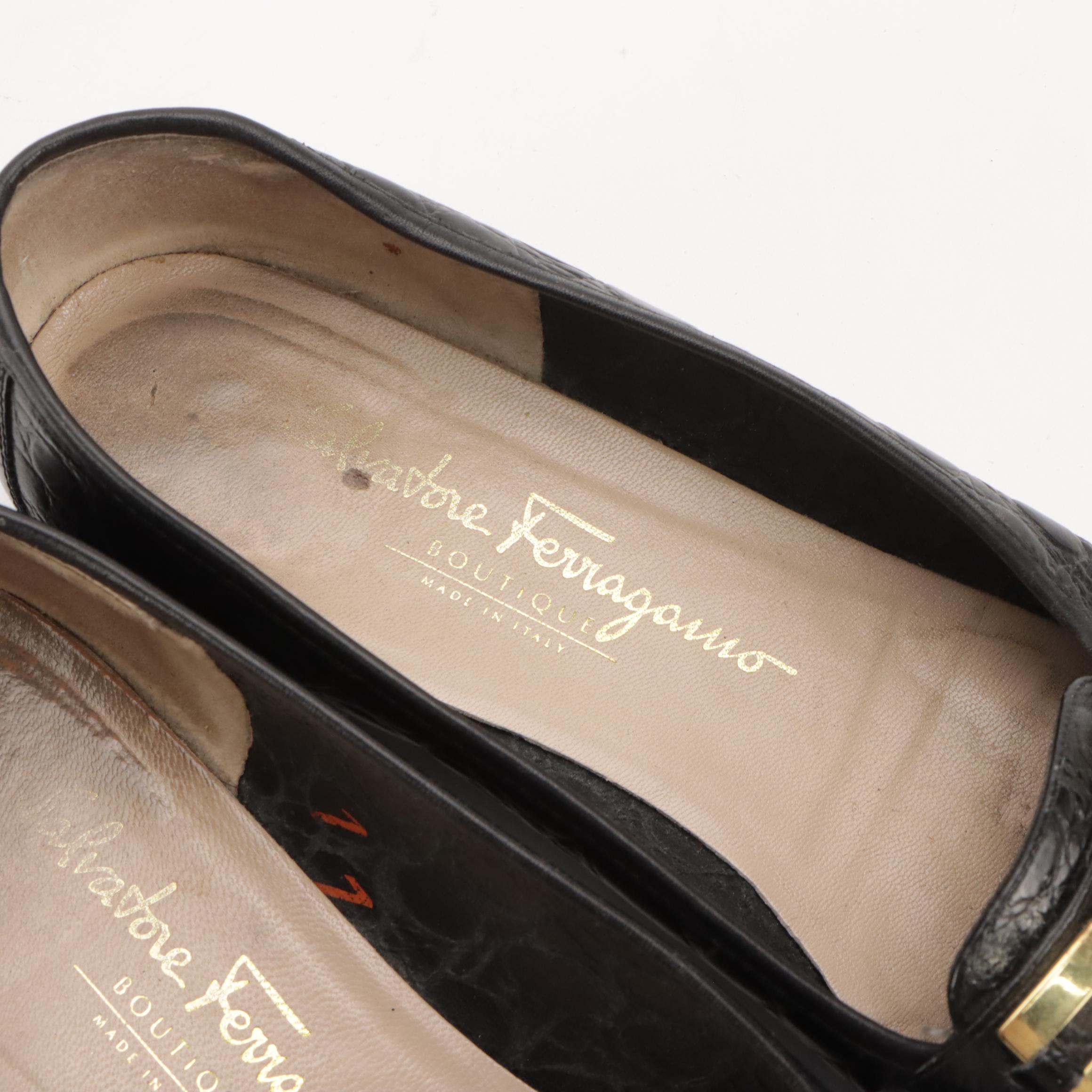 Salvatore Ferragamo Crocodile Leather Loafers, Silvia Fiorentina Shoes in Box