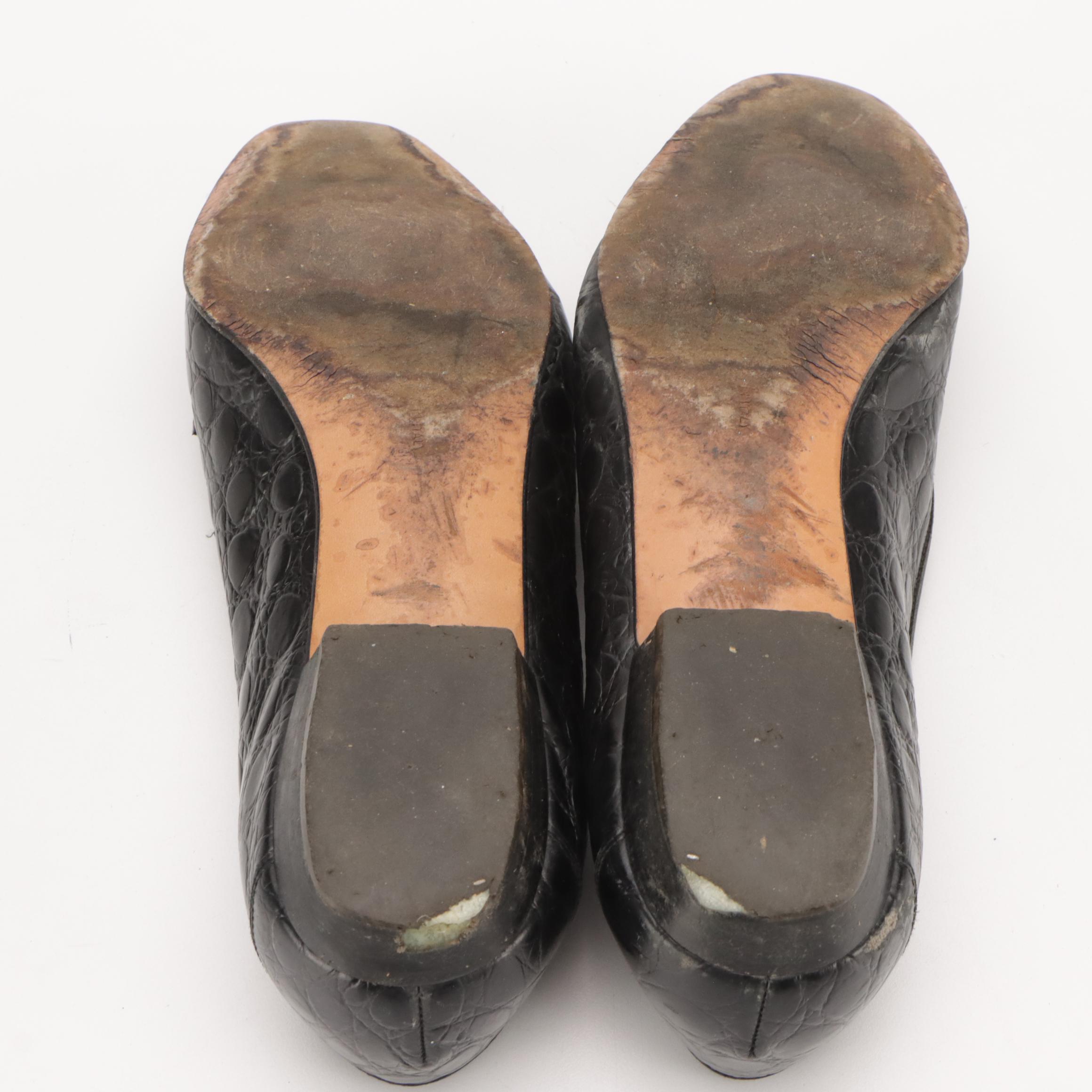 Salvatore Ferragamo Crocodile Leather Loafers, Silvia Fiorentina Shoes in Box