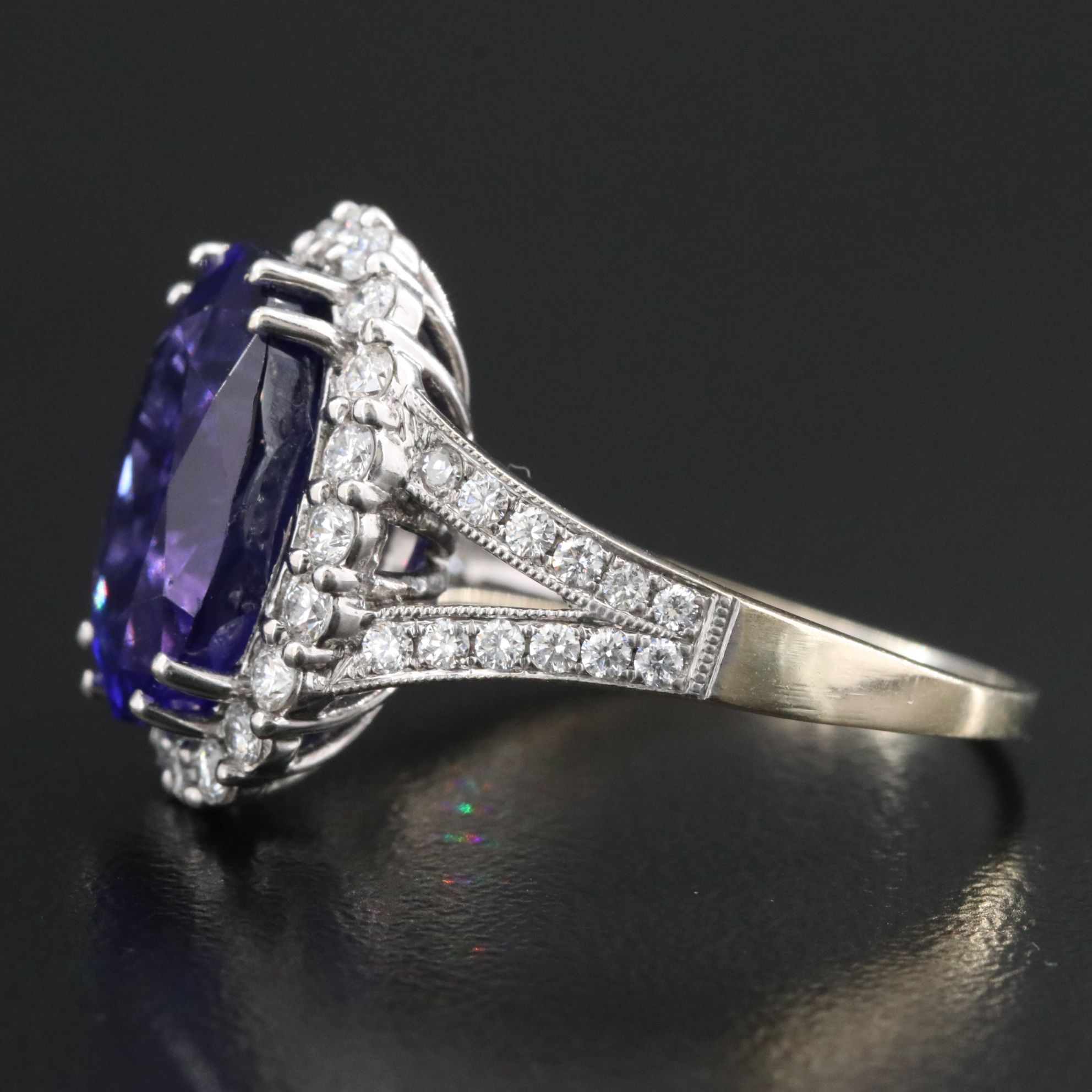 18K 7.01 CT Tanzanite and Diamond Ring