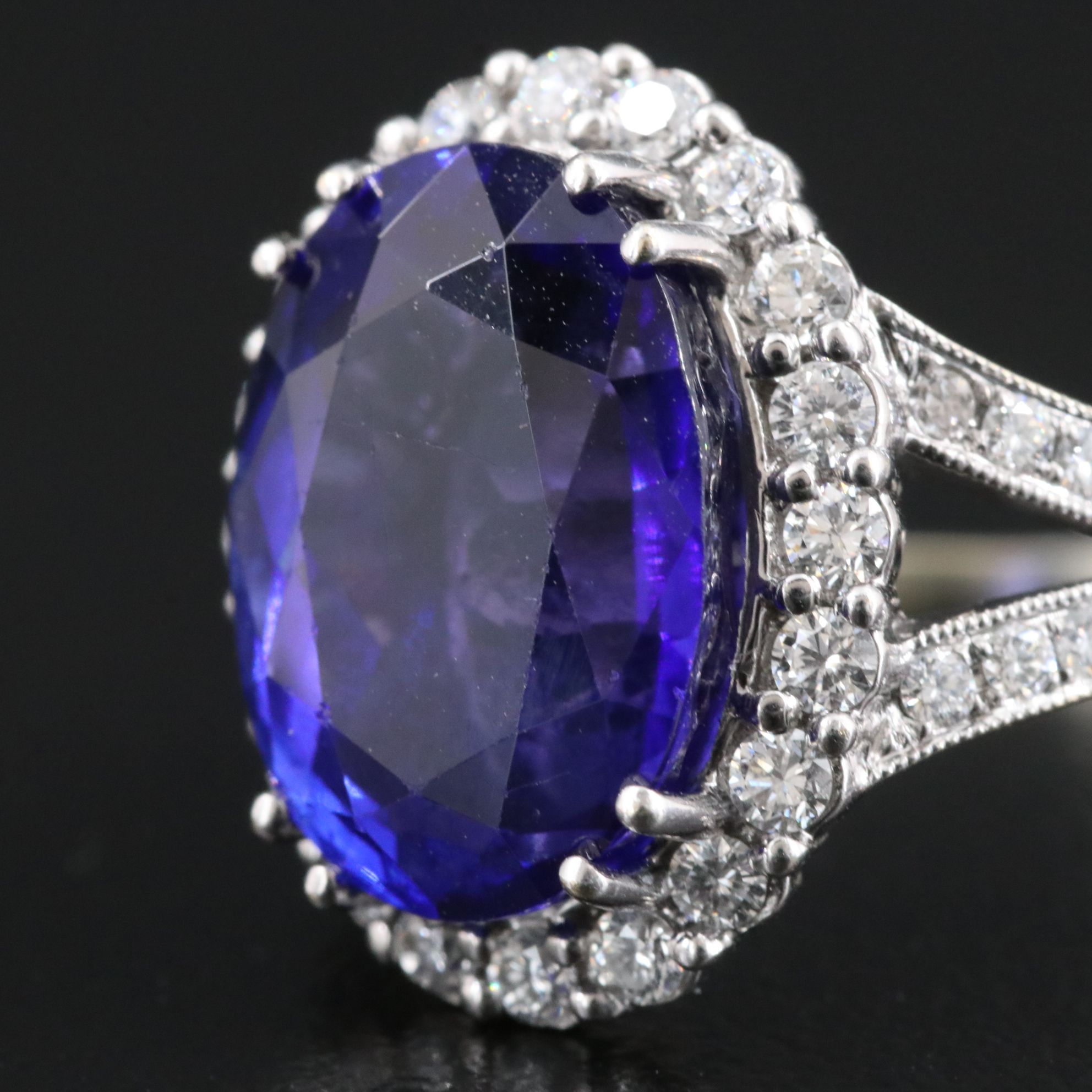 18K 7.01 CT Tanzanite and Diamond Ring
