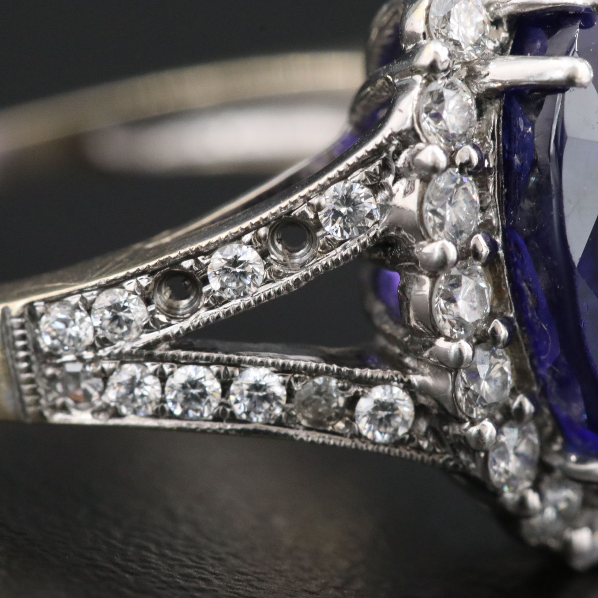 18K 7.01 CT Tanzanite and Diamond Ring