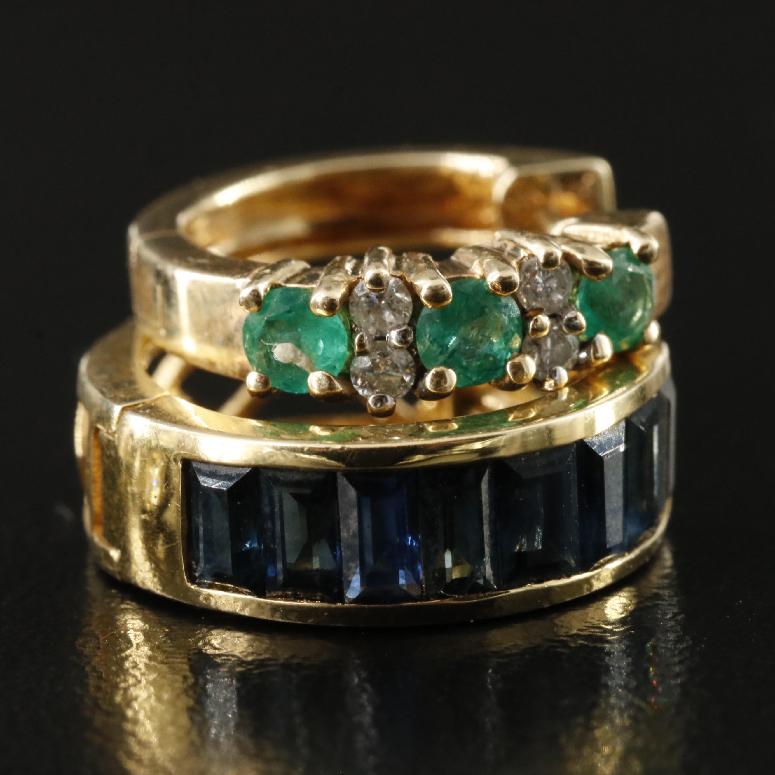 Scrap 14K and 18K Earrings with Diamonds, Emeralds and Sapphires