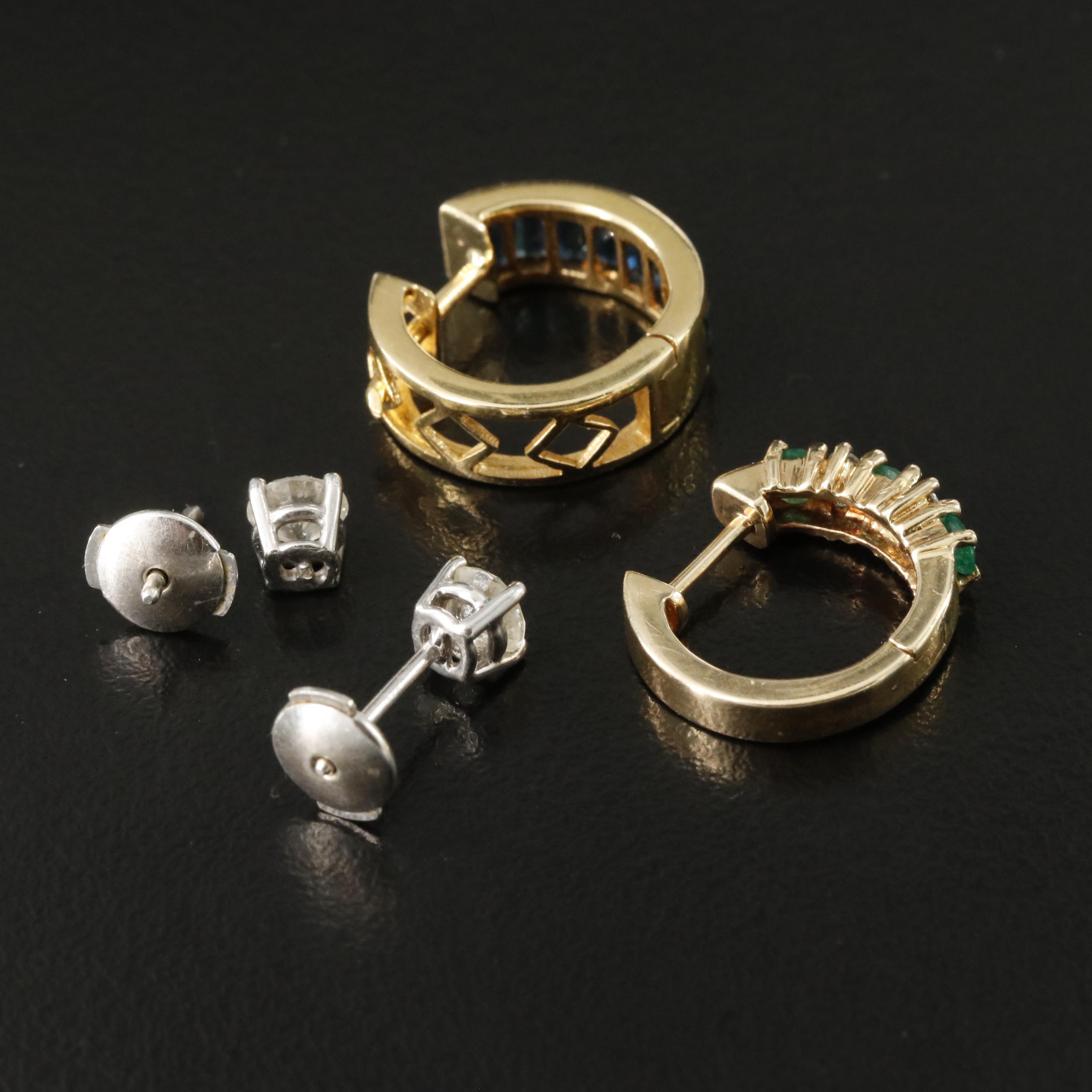 Scrap 14K and 18K Earrings with Diamonds, Emeralds and Sapphires