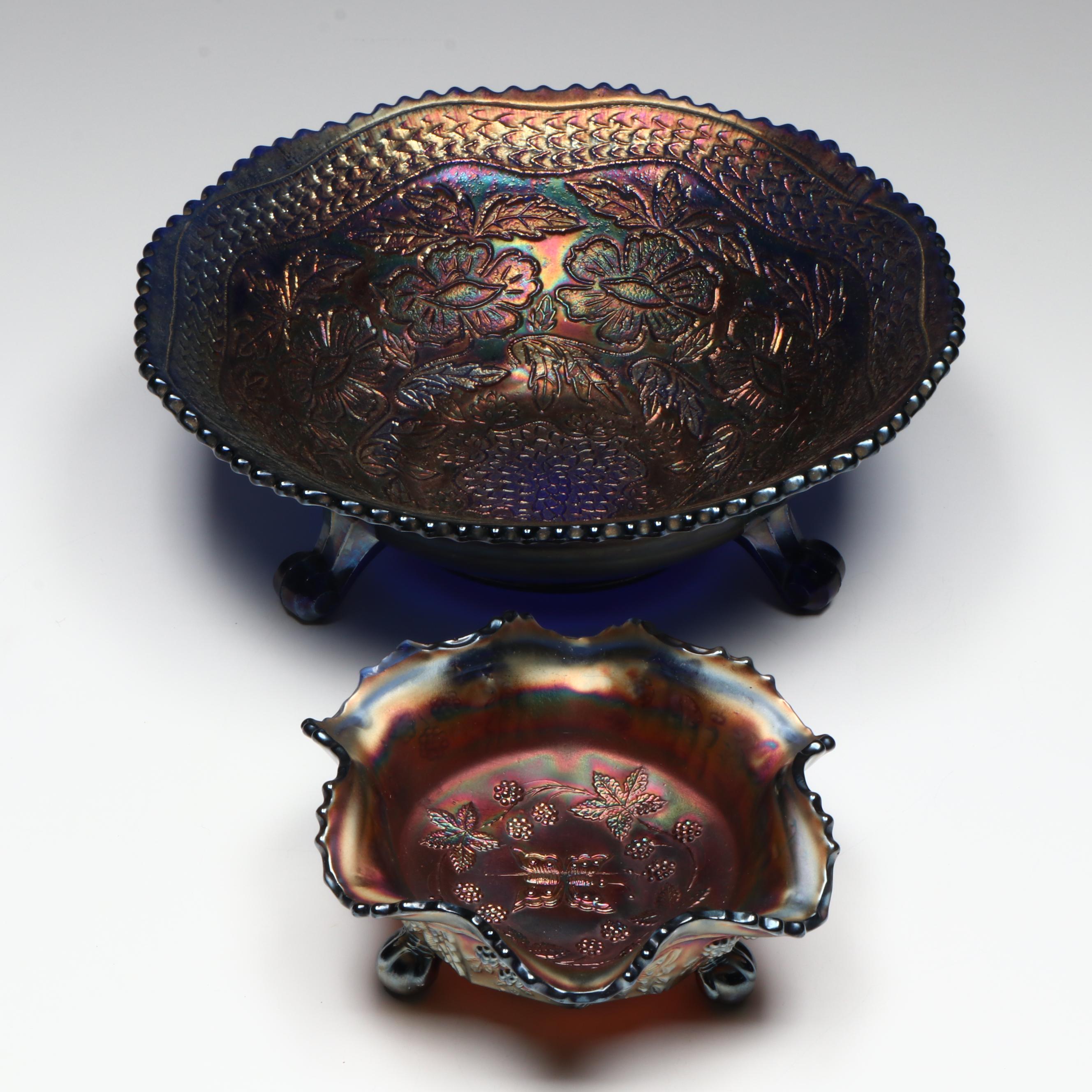 Fenton Butterfly and Berries with Other Carnival Glass Bowl