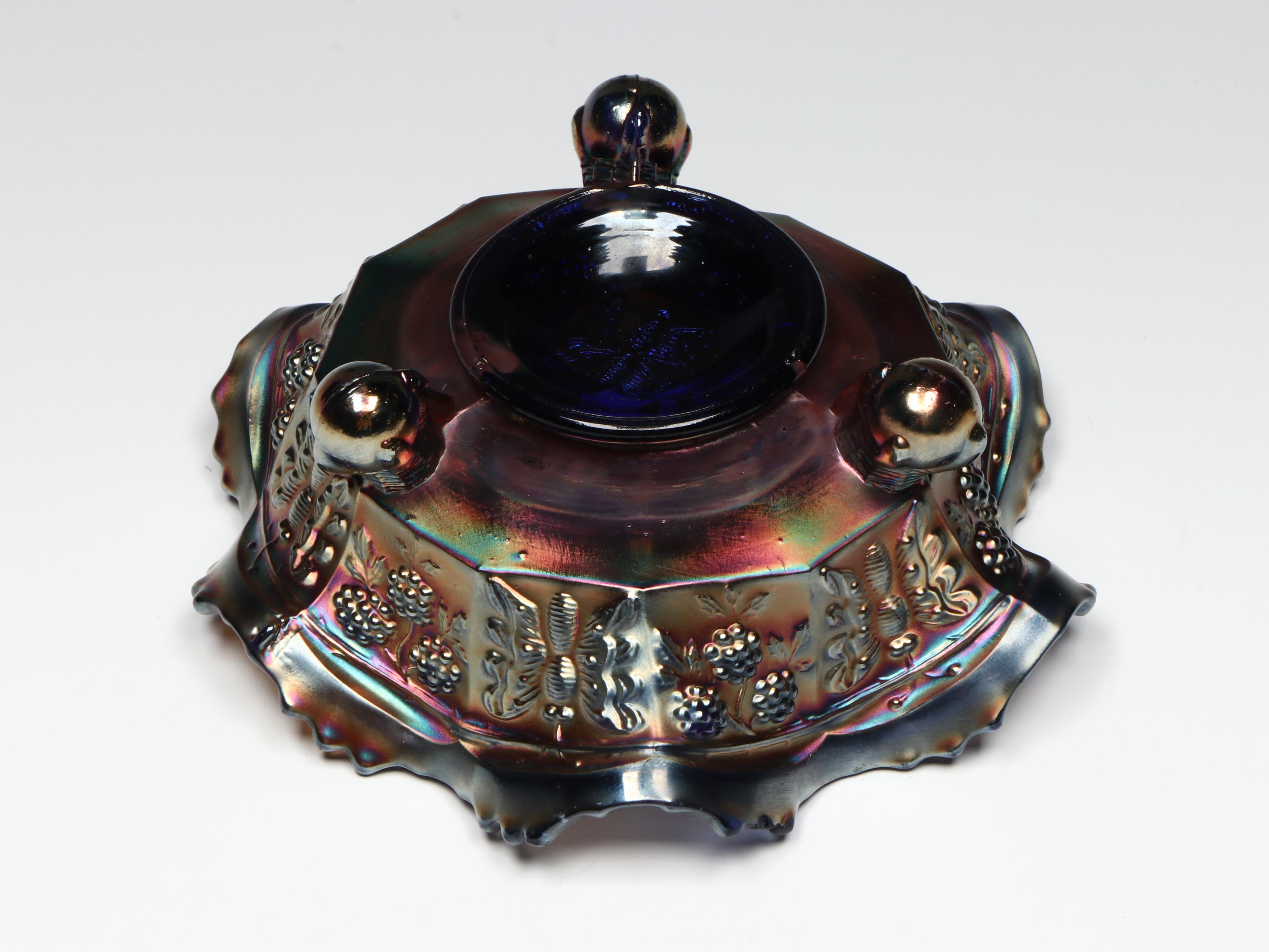 Fenton Butterfly and Berries with Other Carnival Glass Bowl