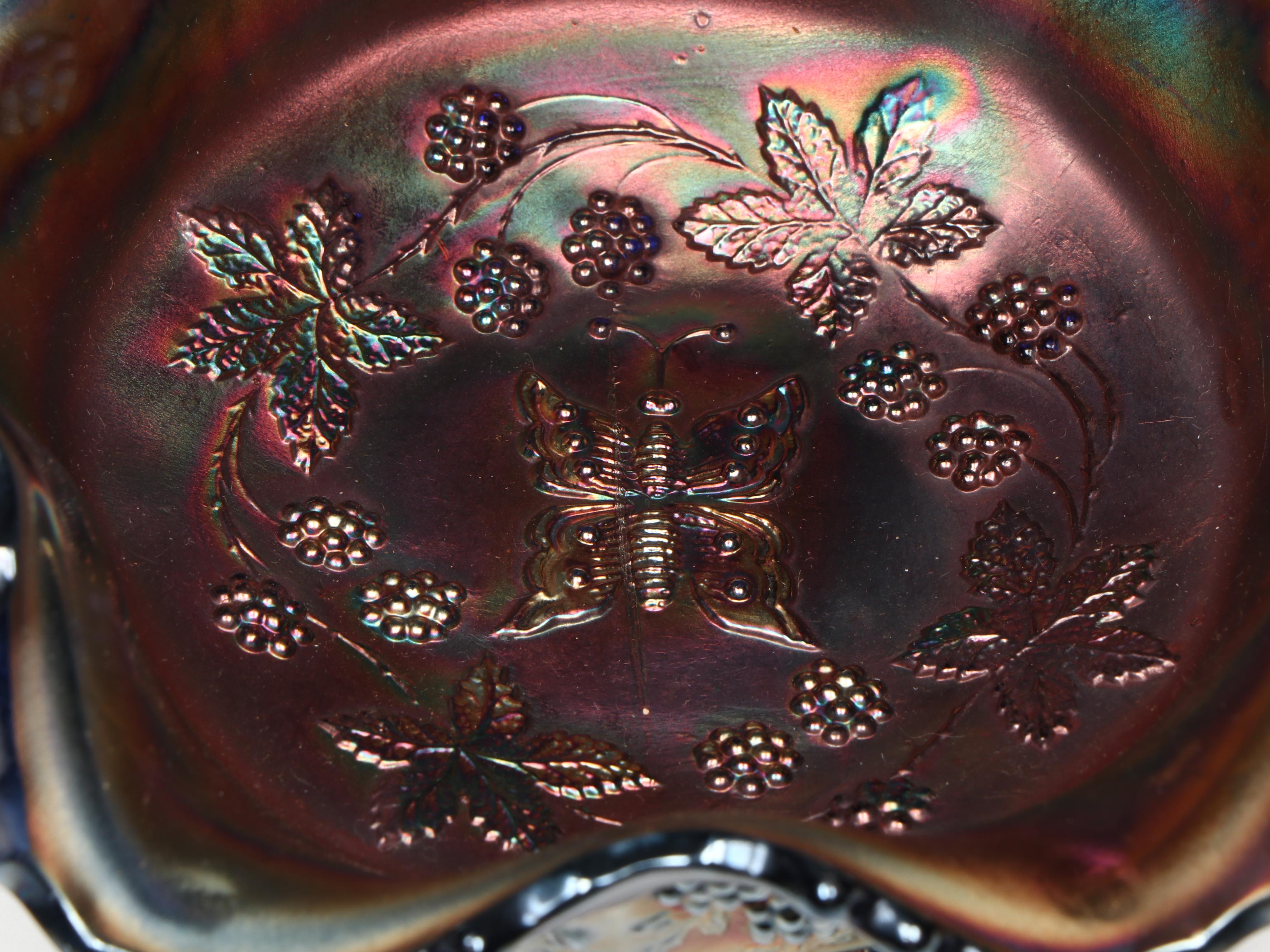 Fenton Butterfly and Berries with Other Carnival Glass Bowl