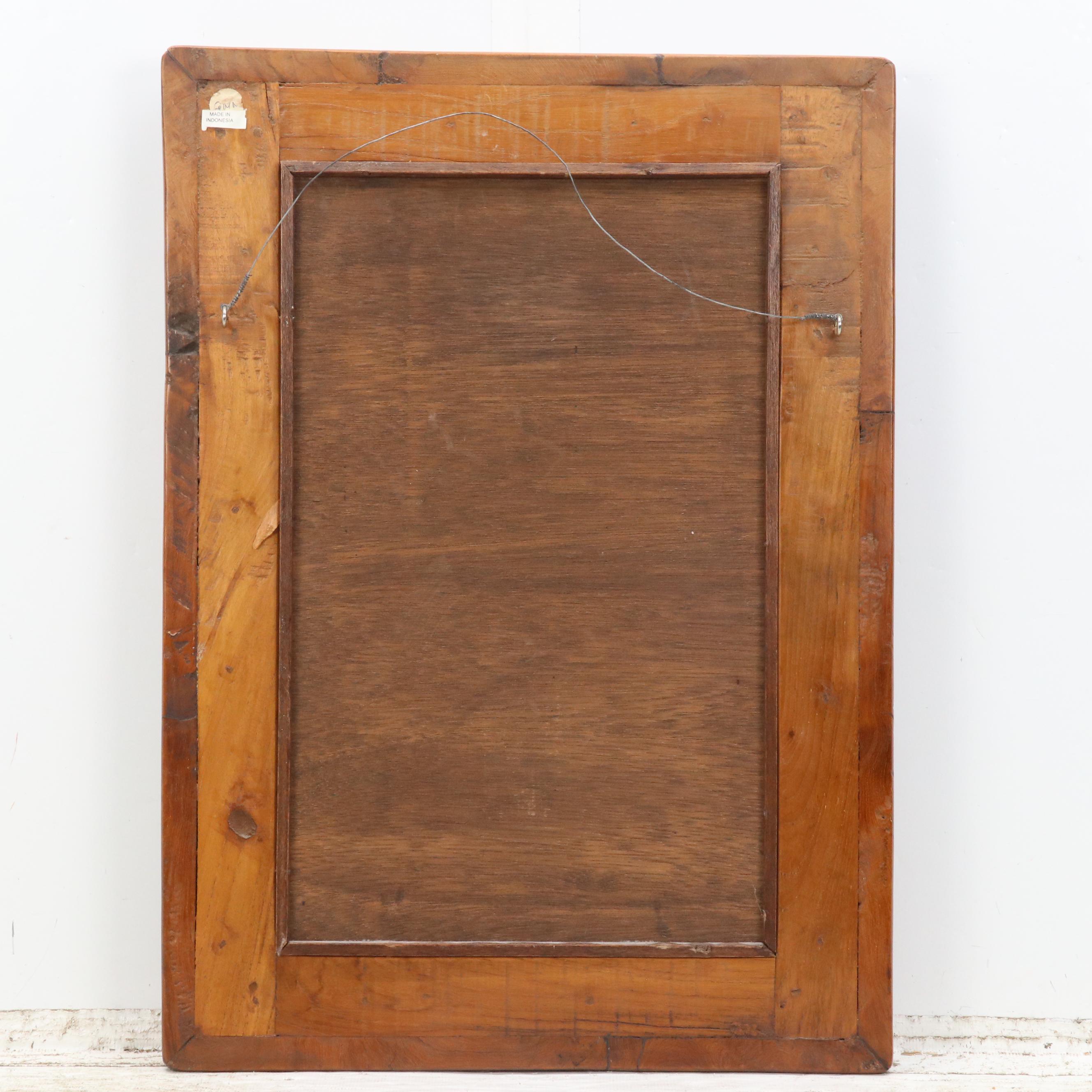 Indonesian Wooden Beveled Wall Mirror, Late 20th Century