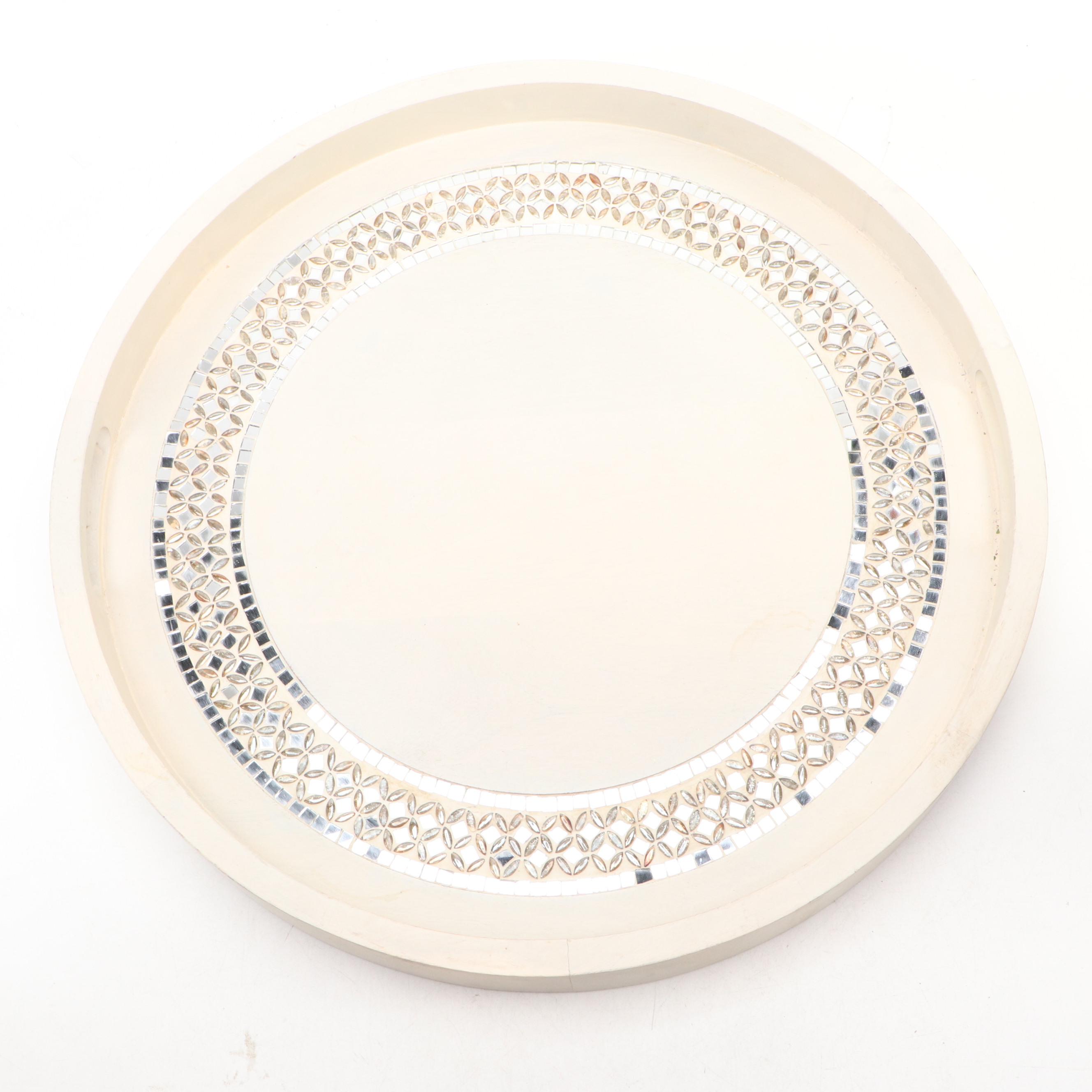 Pier 1 Wooden Tray with Metallic Glazed Vases