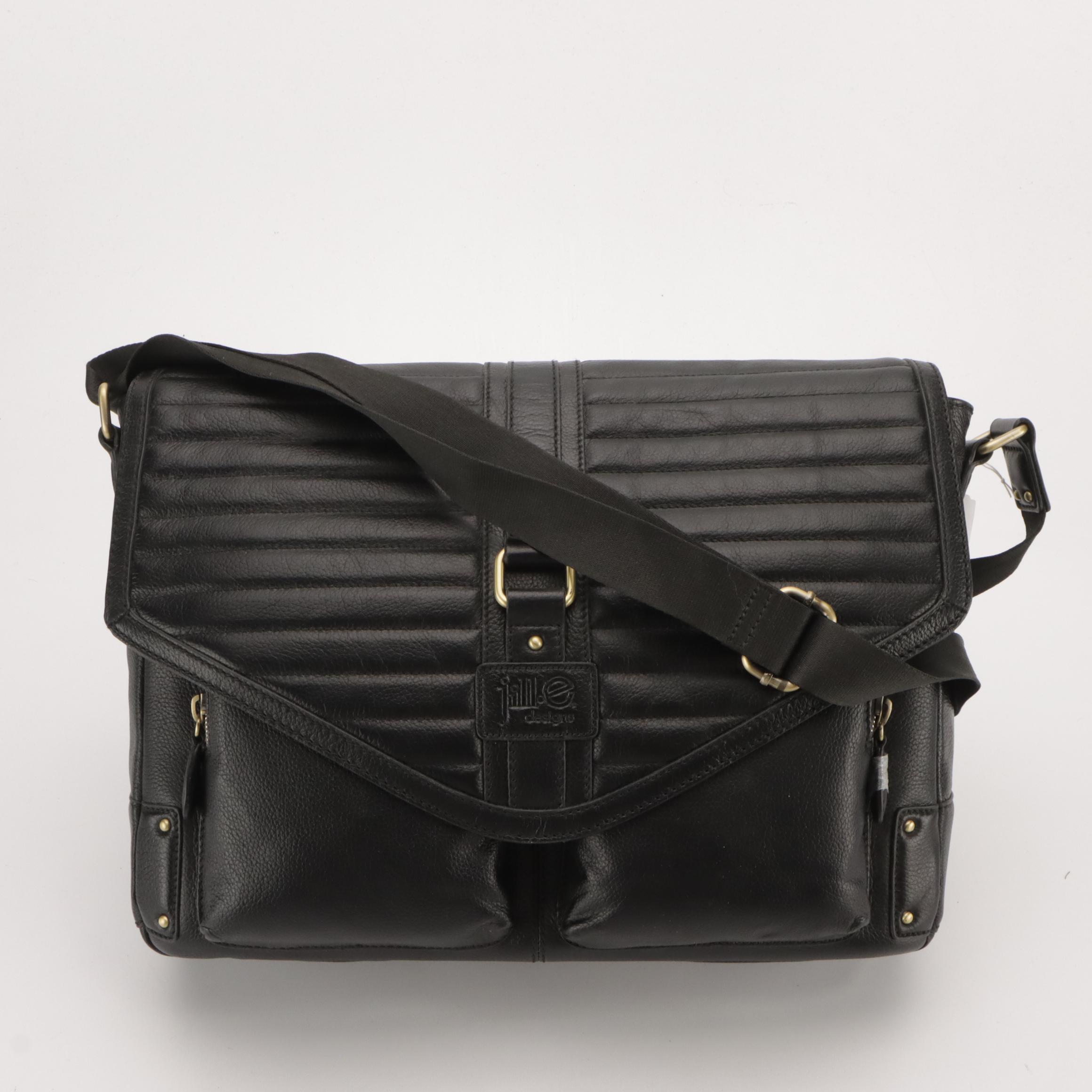 Lambertson Truex and Jill. E. Front-Flap Briefcase Bags in Black Grained Leather